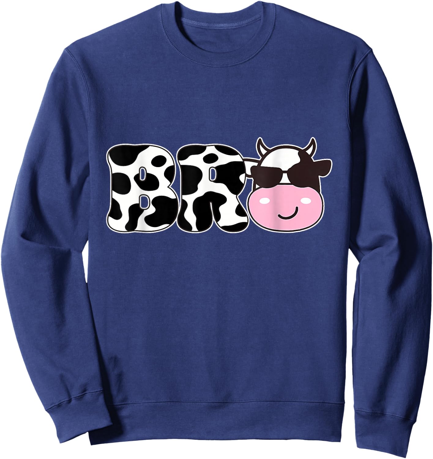 Bro of The Birthday Girl Farm Cow Themed Family Matching Sweatshirt - Sweatshirt | Navy