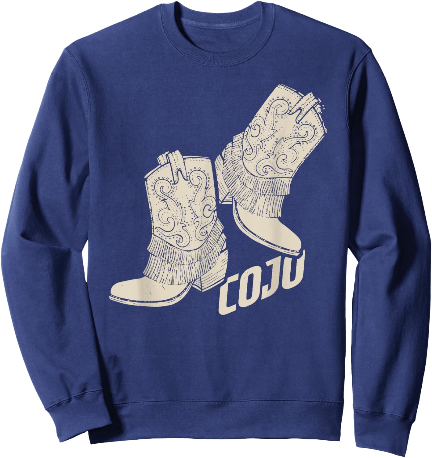 Retro Cojo Johnson Bull Skull Music Country 70s Cowboy Boots Sweatshirt - Sweatshirt | Navy