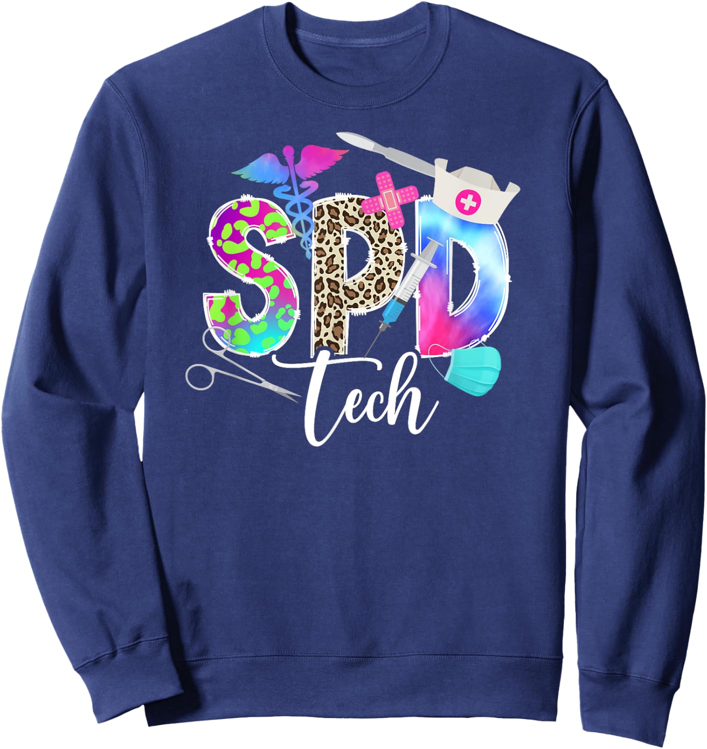 SPD Tech Leopard Sterile Processing Tech Sweatshirt - Sweatshirt | Navy