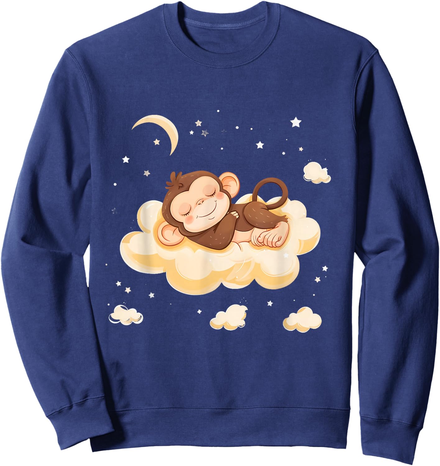 Sleepy Monkey Cloud Sleepy Animal Sleeping Monkey Napping Sweatshirt - Sweatshirt | Navy