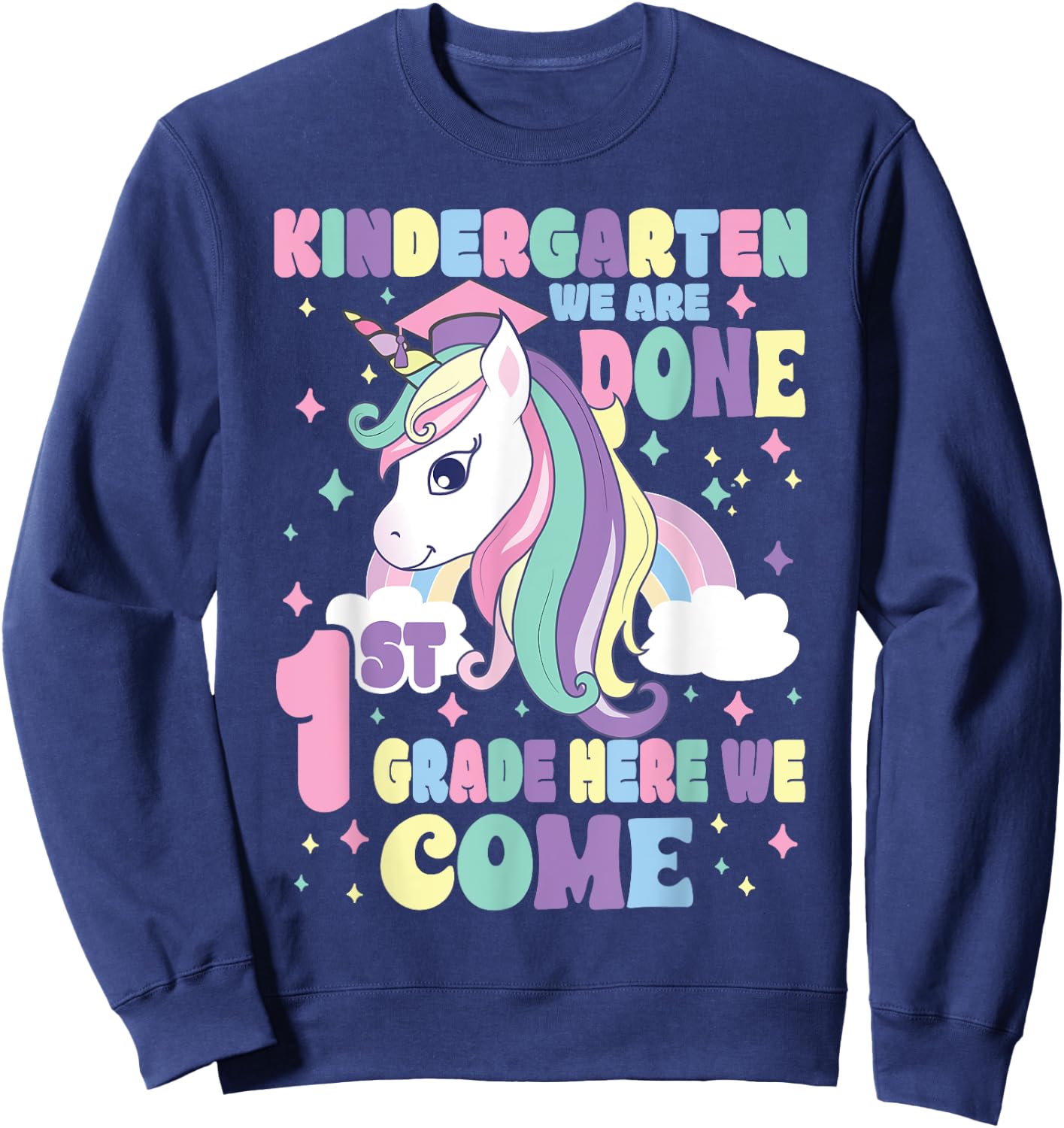 Kindergarten Graduation Magical Unicorn Girls Graduation Sweatshirt - Sweatshirt | Navy