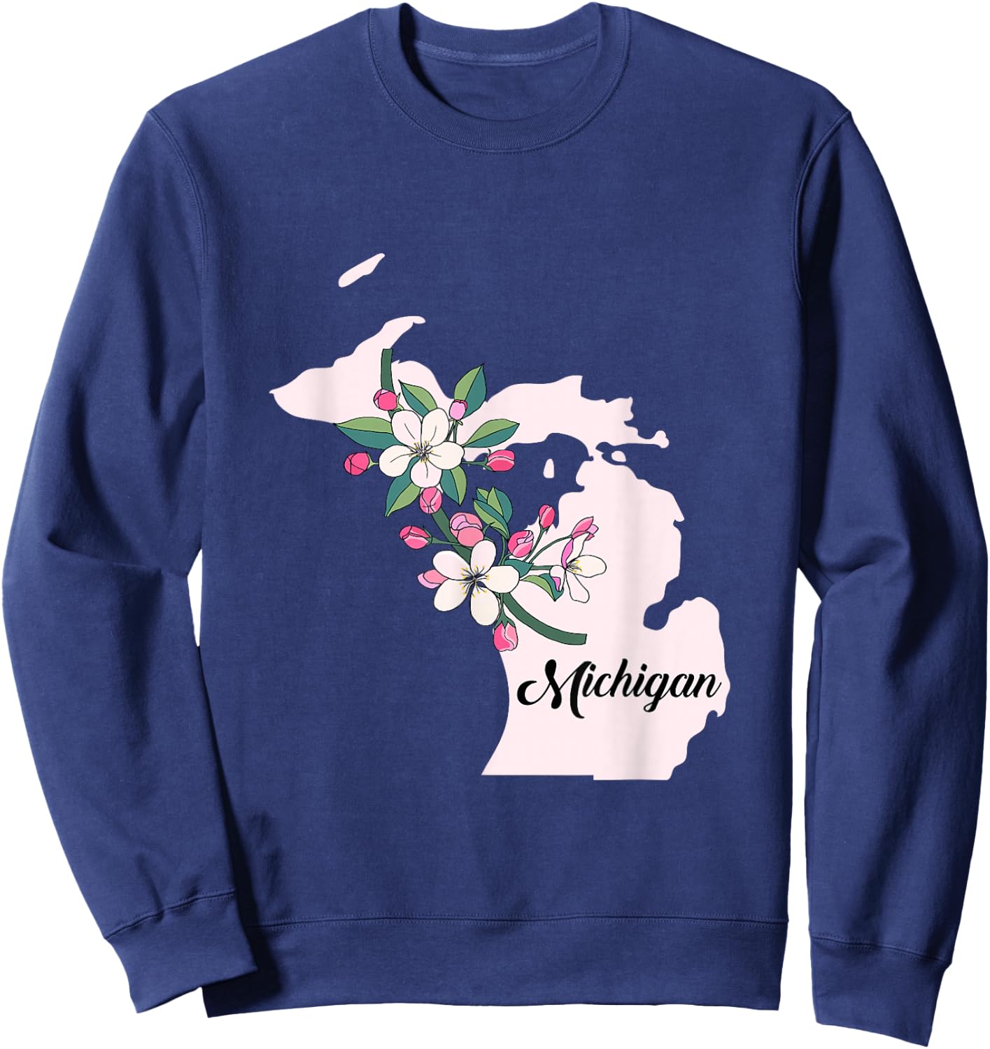 Michigan Flower Apple Blossom Sweatshirt - Sweatshirt | Navy