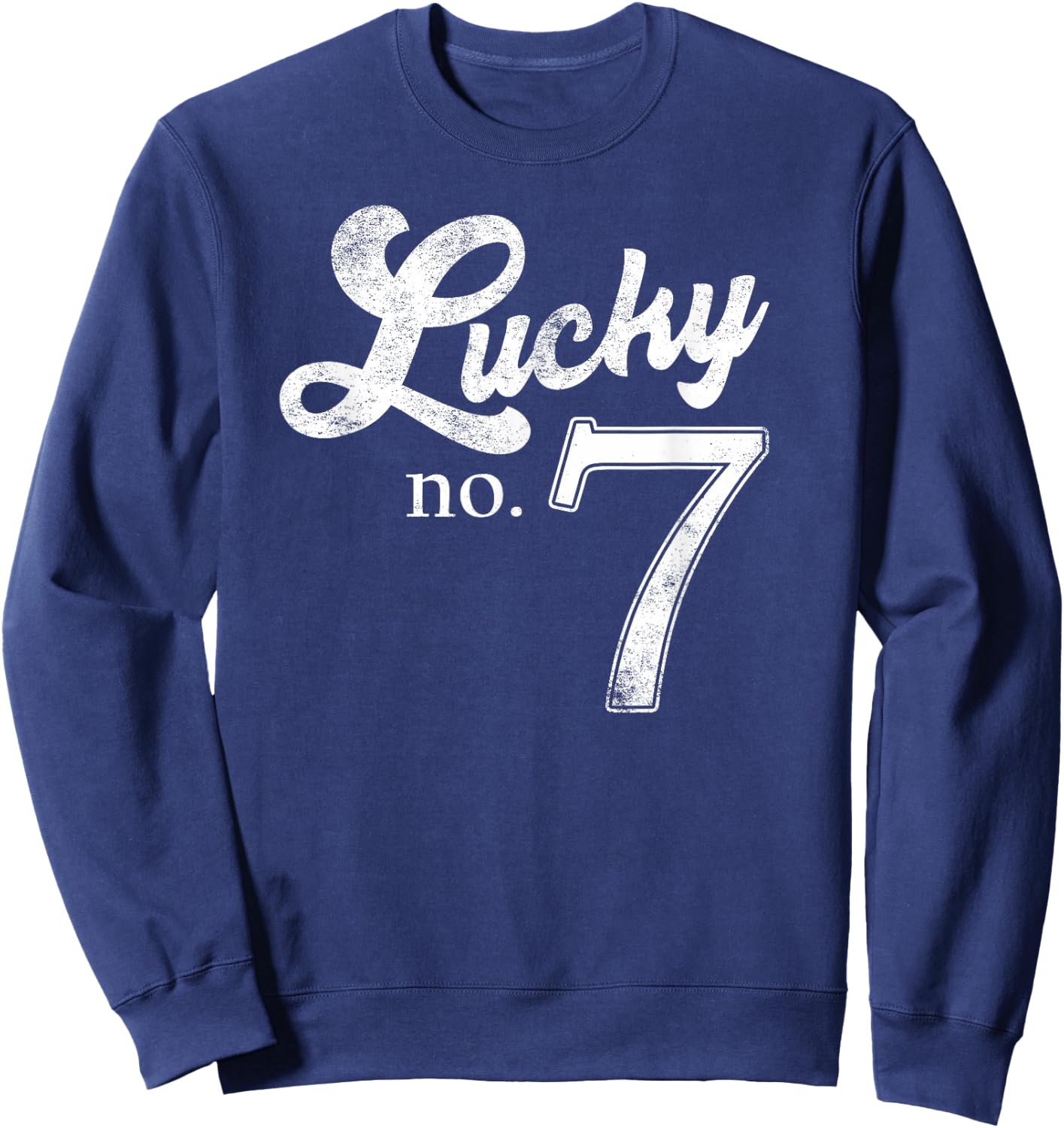 Lucky Number Seven Distressed Favourite Number Seven Sweatshirt - Sweatshirt | Navy