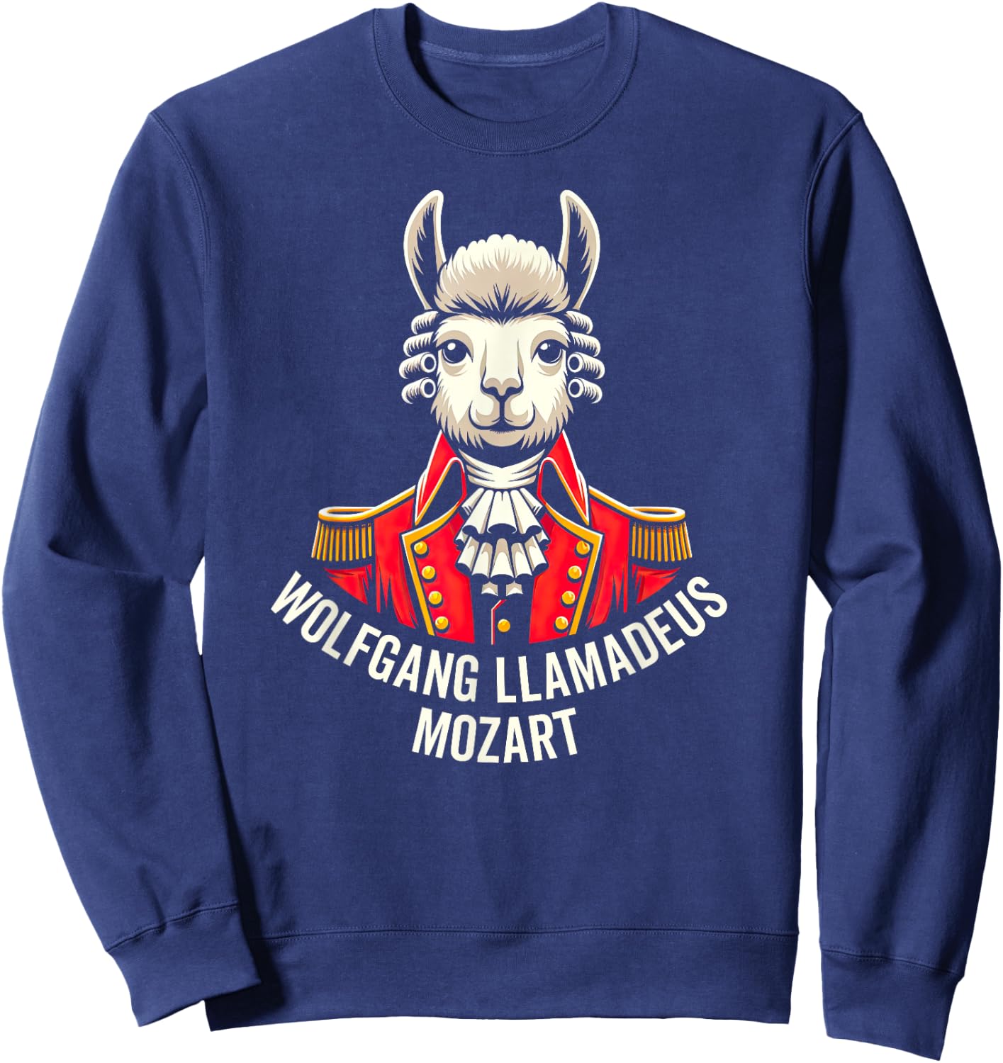 Wolfgang Llama Portrait Llamadeus Mozart Classical Music Hum Sweatshirt - Sweatshirt | Navy