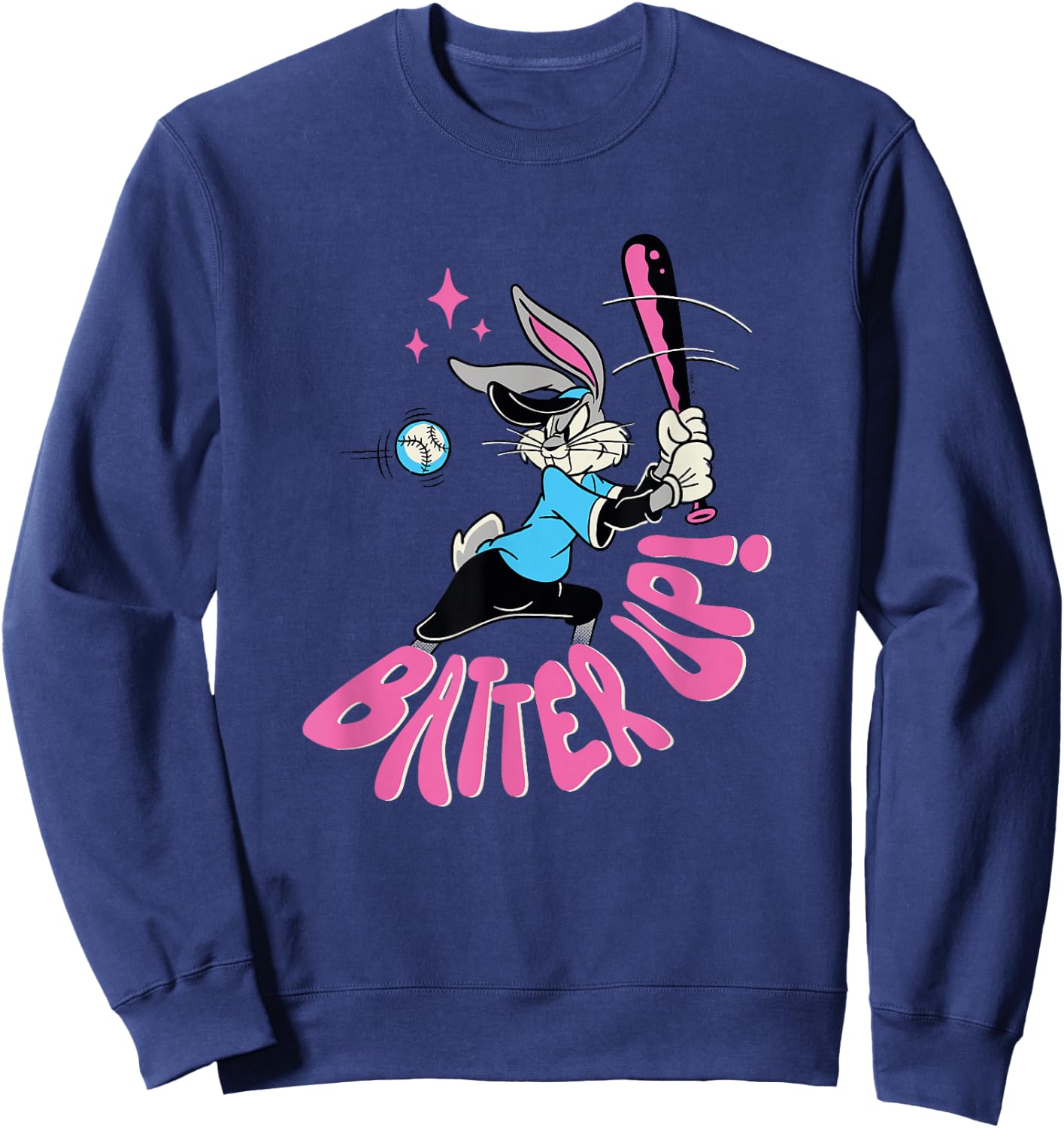 Looney Tunes Bugs Bunny Retro Vintage Baseball Batter Up Sweatshirt - Sweatshirt | Navy