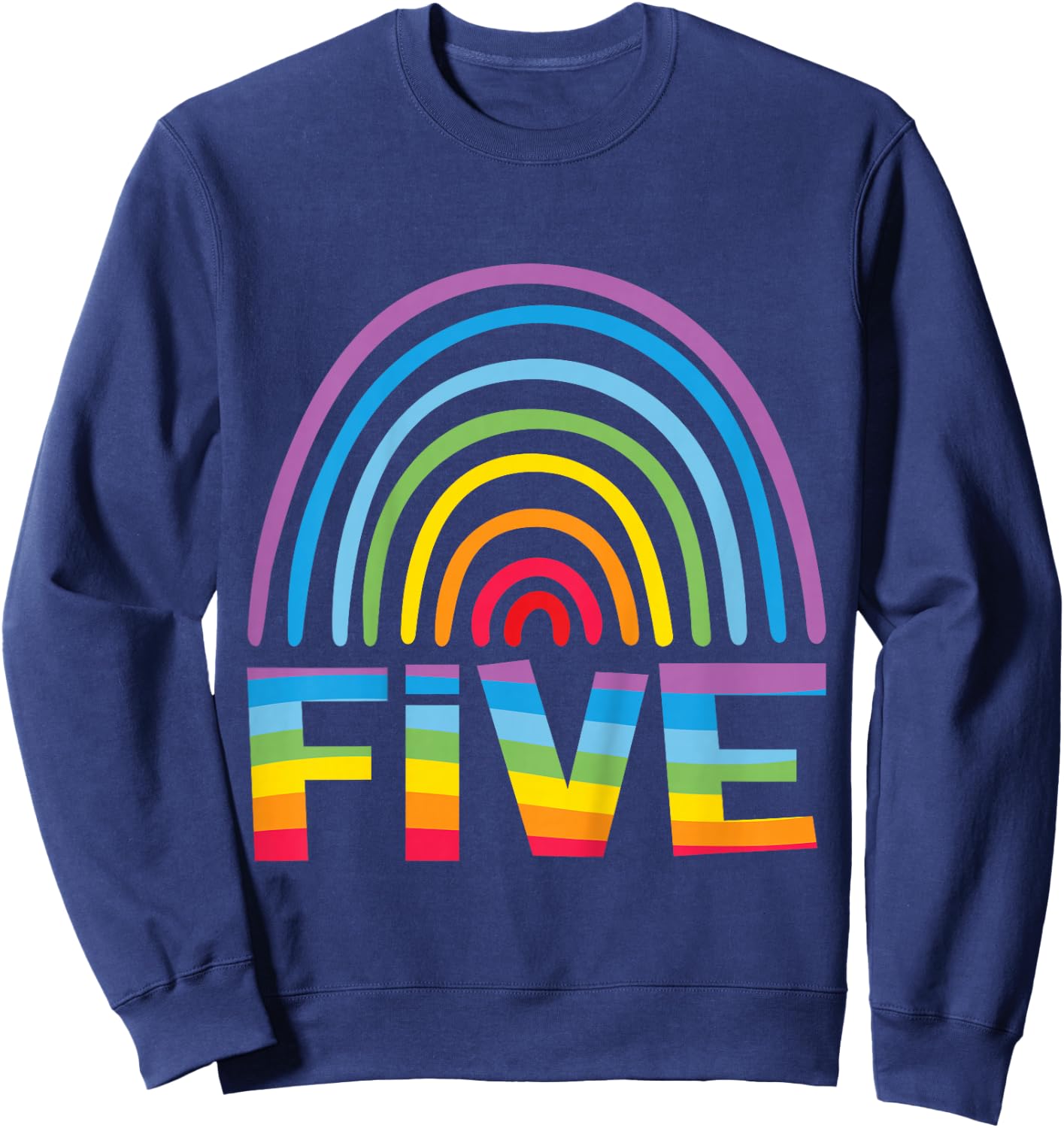 5th Birthday Gift Rainbow Fan 5 Years Old Girls 5 Bday Sweatshirt - Sweatshirt | Navy