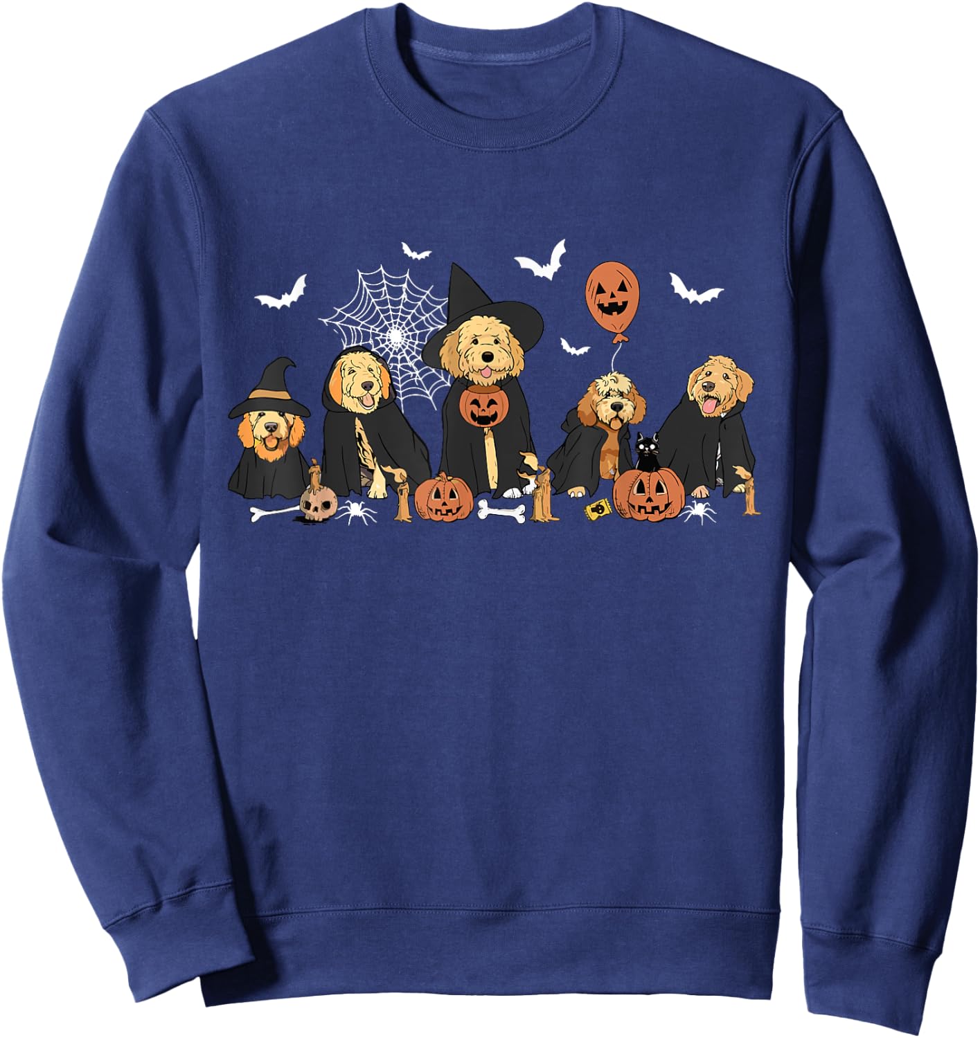 Ghost And Witch Goldendoodle Halloween Doodle Dog Lover Women Sweatshirt - Sweatshirt | Navy