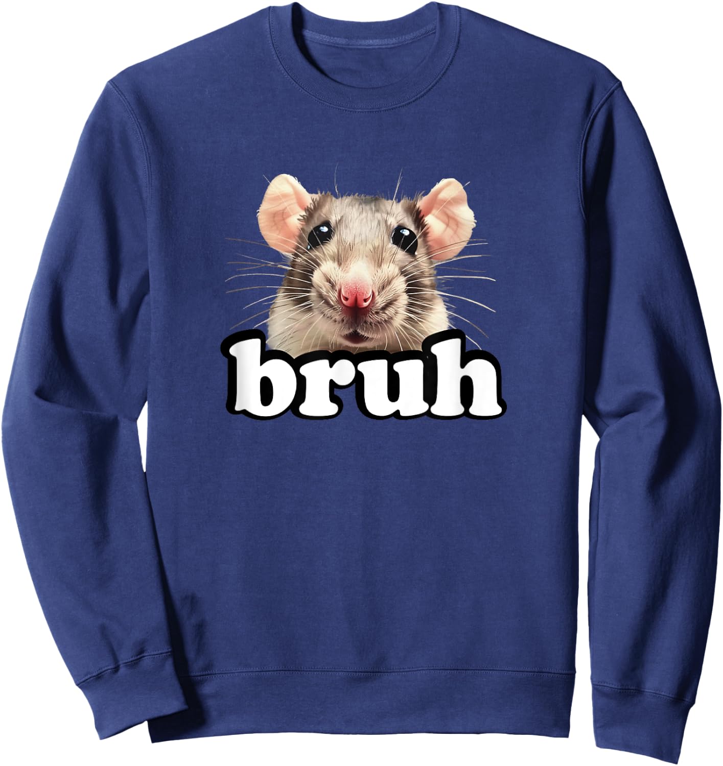 Fancy Rat Rodent Owner Gifts Shirts & Kids Bruh Pet Rat Lover Black Small Modern Round Collar Short Sleeve Sweatshirt - Sweatshirt | Navy