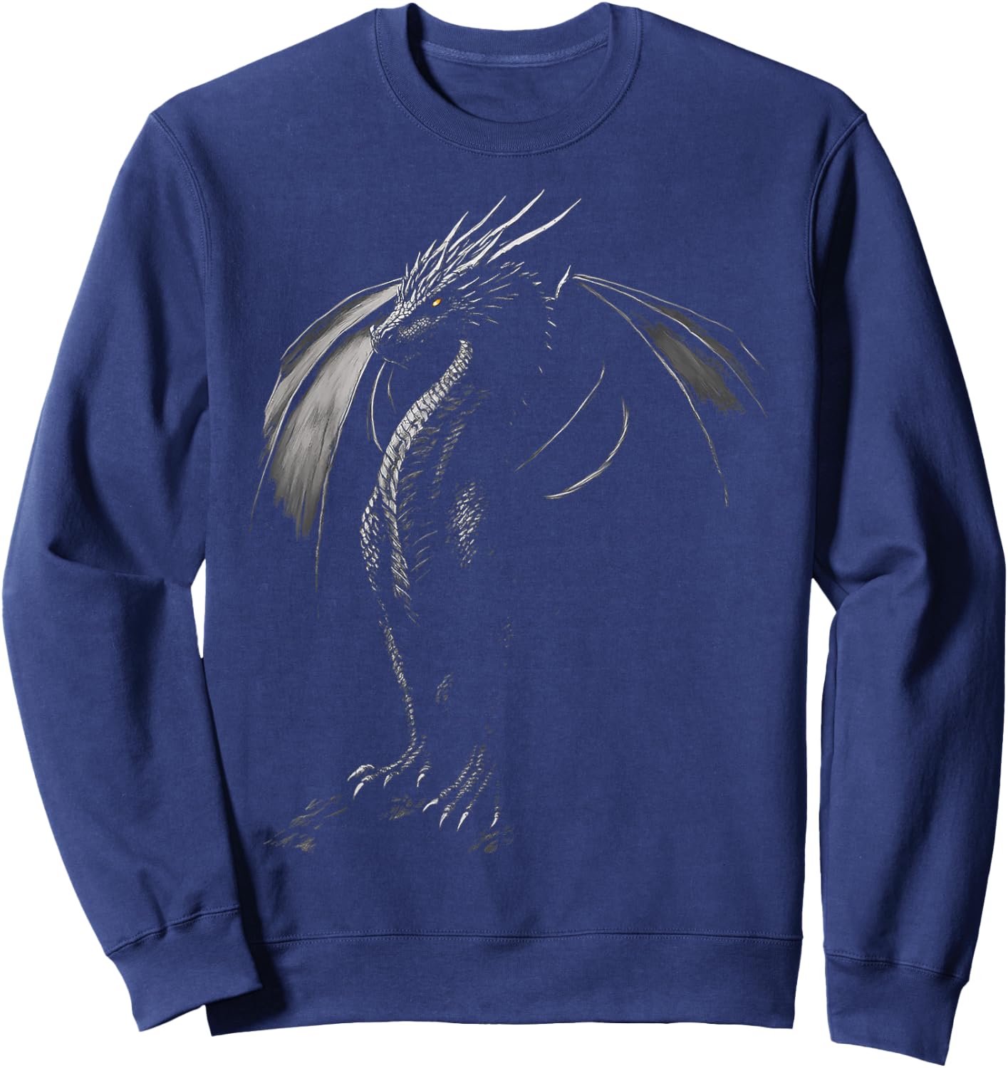 Black Dragon Motif Mythical Illustration Black Dragon Sweatshirt - Sweatshirt | Navy