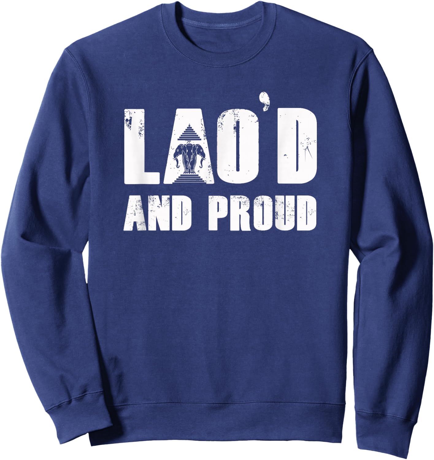 Lao Designs by RespekDis | Lao'D and Proud | -Adults | Black | Small | Short Sleeve | | Cultural | Gift Sweatshirt - Sweatshirt | Navy