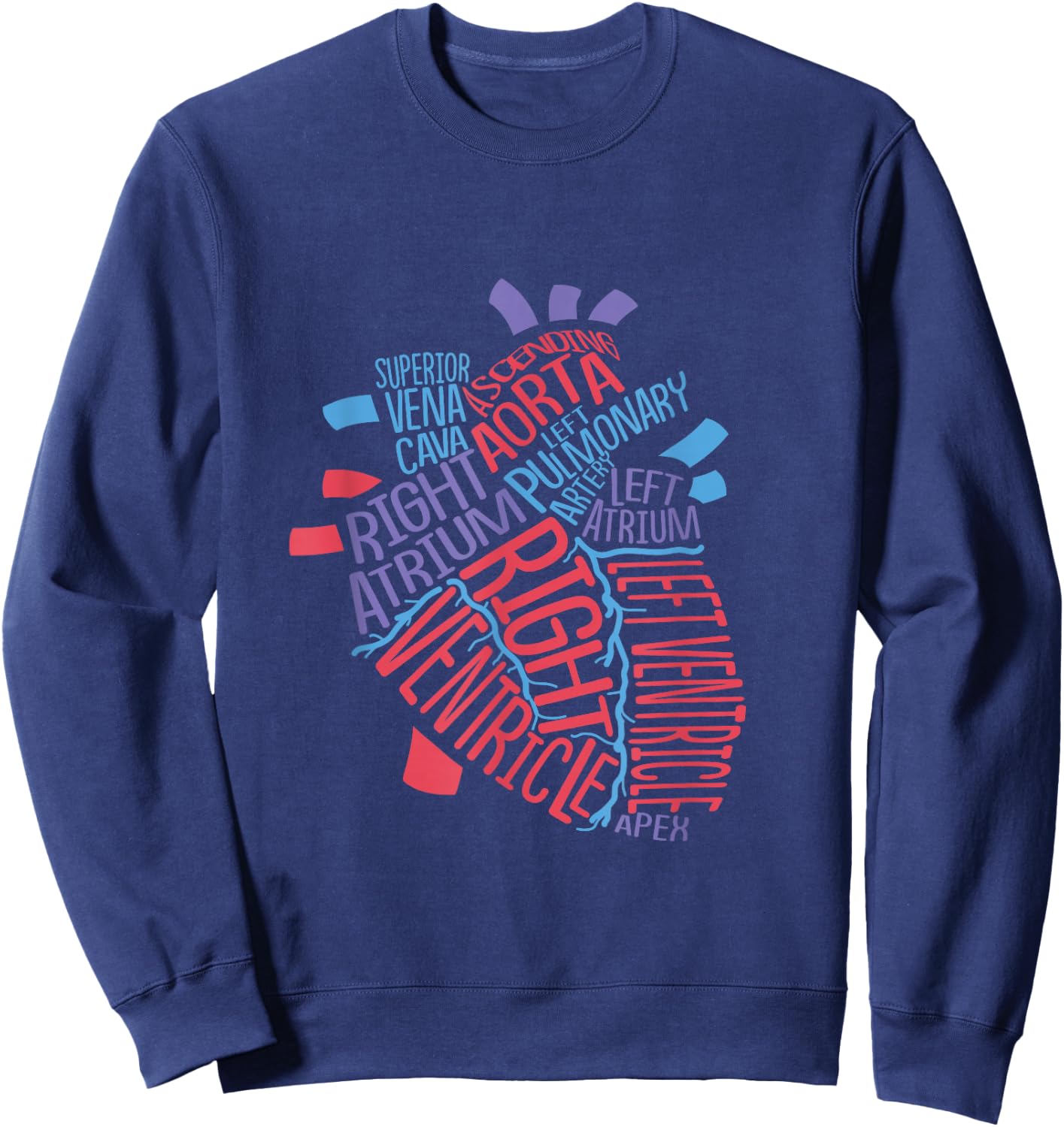 Anatomical Human Heart Cardiology Medical Cardiac Nurse Sweatshirt - Sweatshirt | Navy