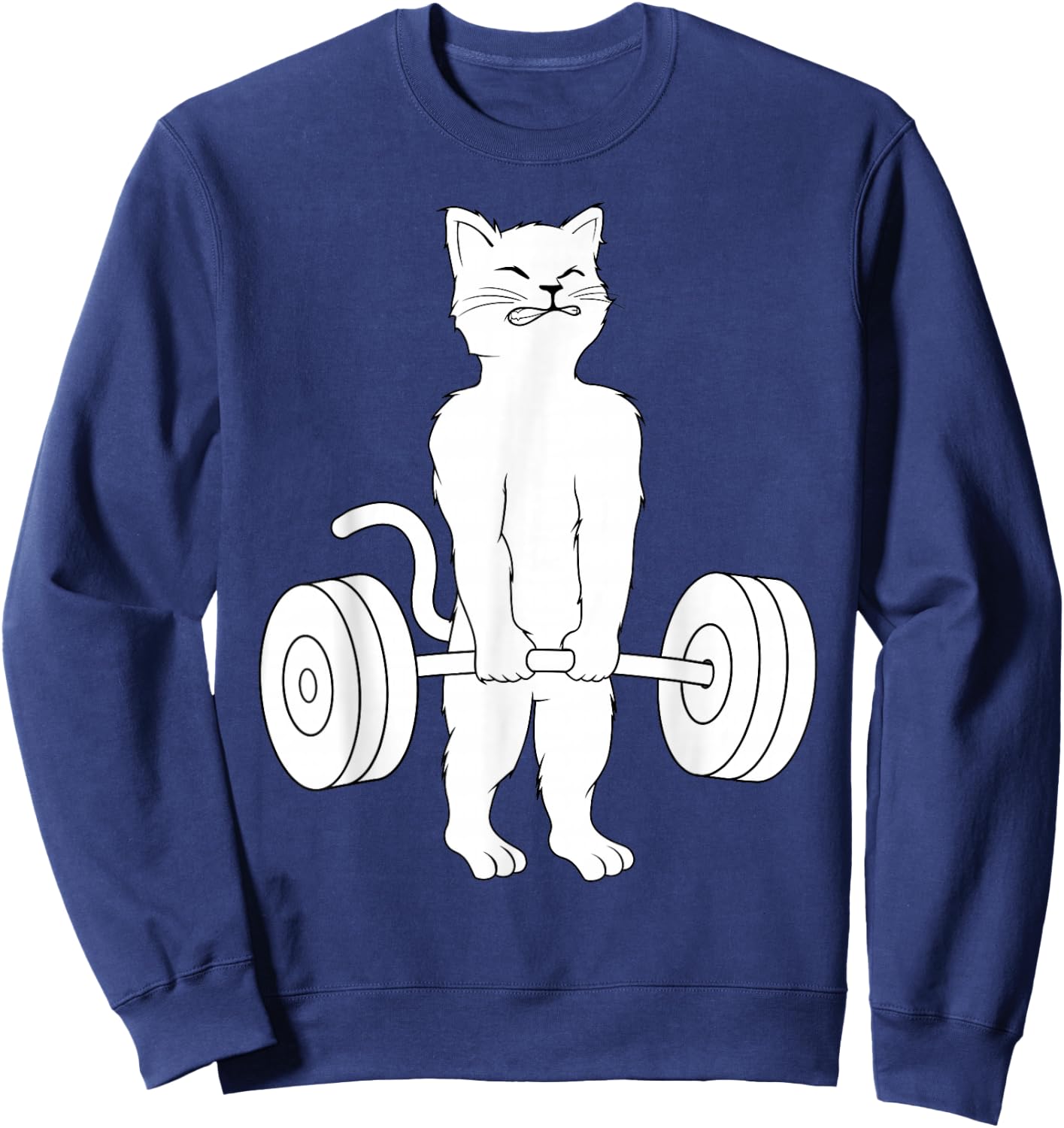Cat Deadlift Shirt Powerlifting Kitty Weightlifting Cat Sweatshirt - Sweatshirt | Navy