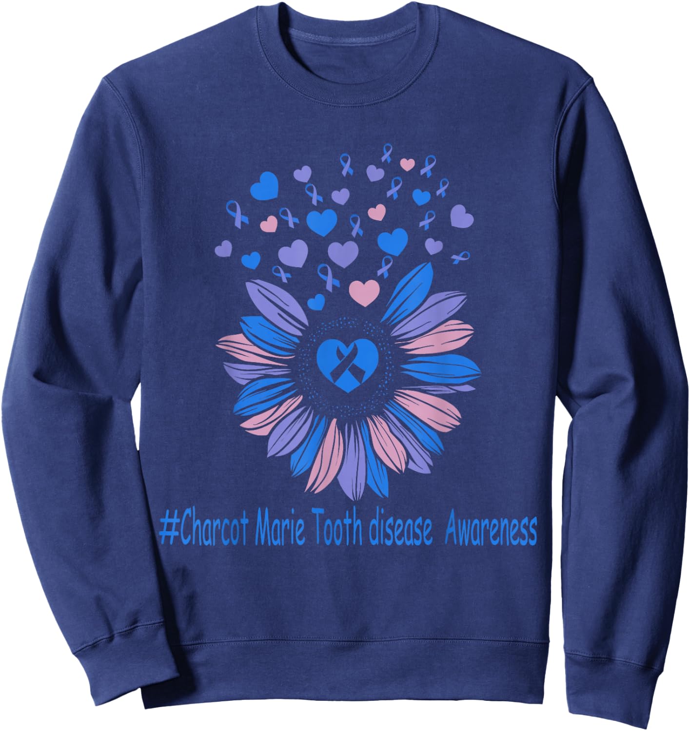 charcot marie tooth disease Awareness Sunflower Sweatshirt - Sweatshirt | Navy