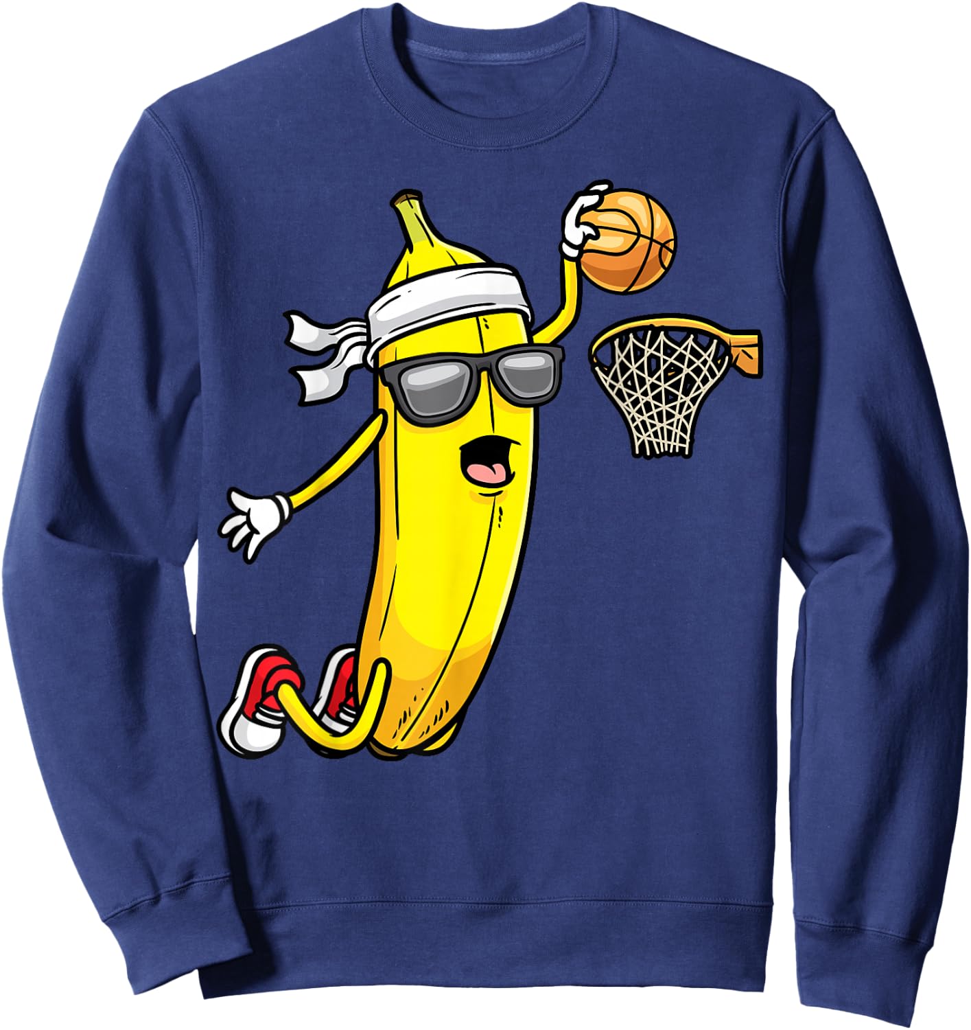Banana Playing Basketball Fruit Lover Basketball Player Sweatshirt - Sweatshirt | Navy