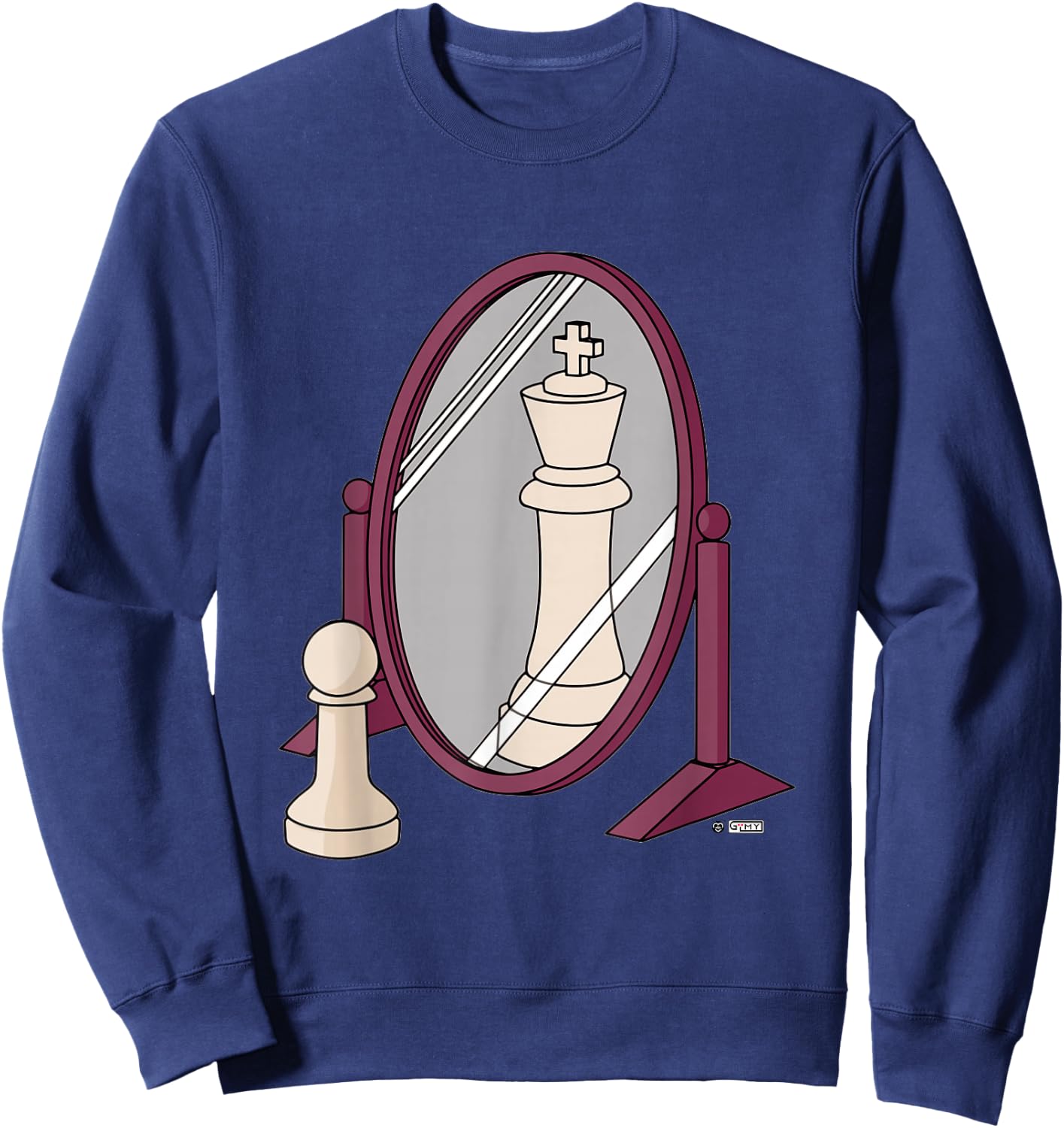 Funny Pawn King Reflection, Pawn King Chess Reflection Sweatshirt - Sweatshirt | Navy