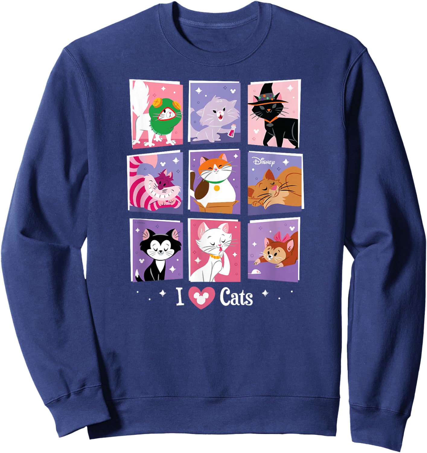 Disney - I Heart Cats Grid Sweatshirt - Sweatshirt | Navy