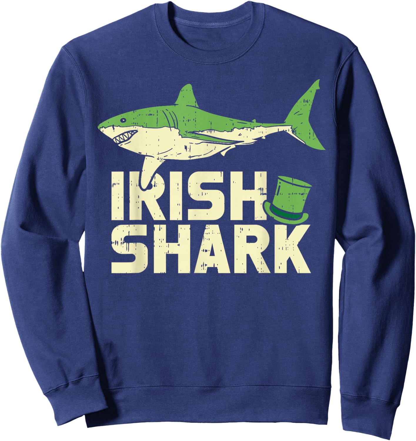 Green Irish Shark Funny St Patricks Day Animal Boys Gift Sweatshirt - Sweatshirt | Navy