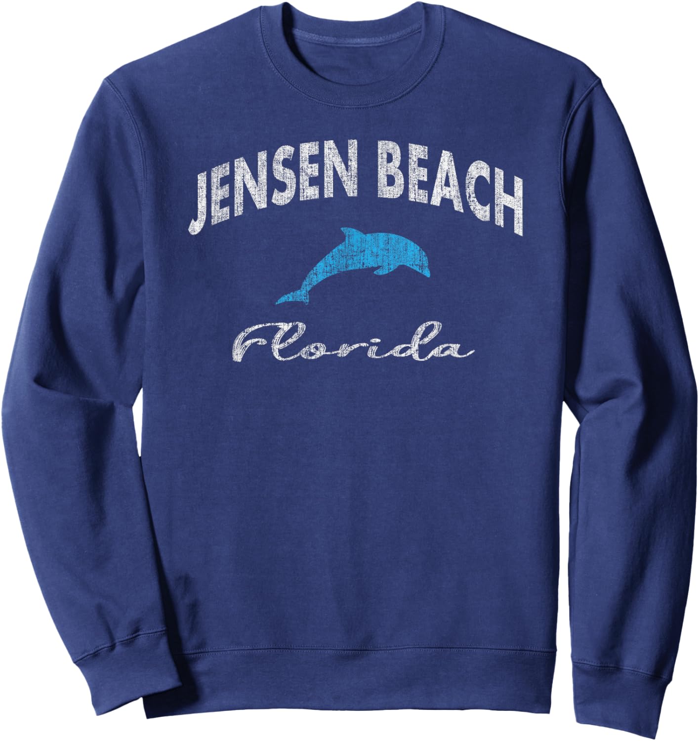 Vintage Jensen Beach FL Dolphin T Shirt Sweatshirt - Sweatshirt | Navy