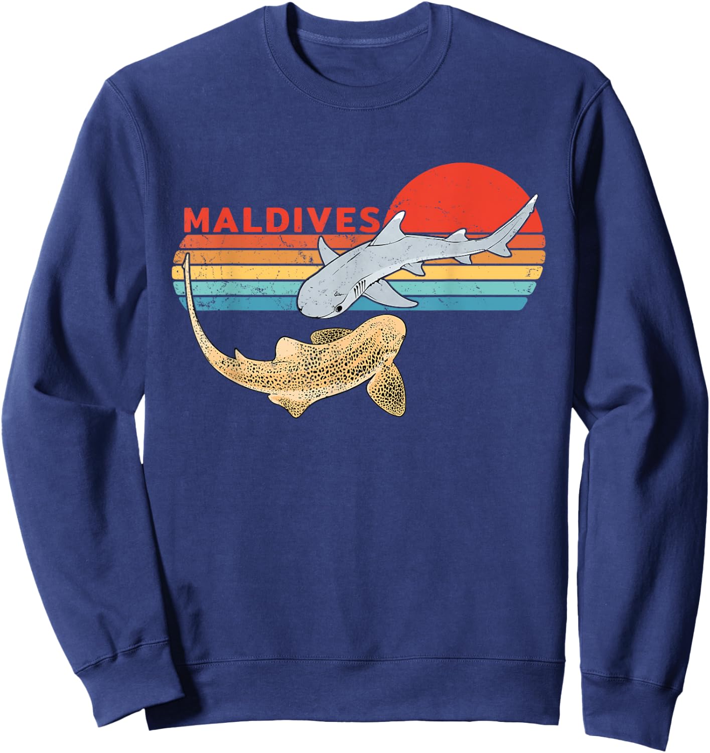 Zebra Shark Maldives Diving Retro Sweatshirt - Sweatshirt | Navy