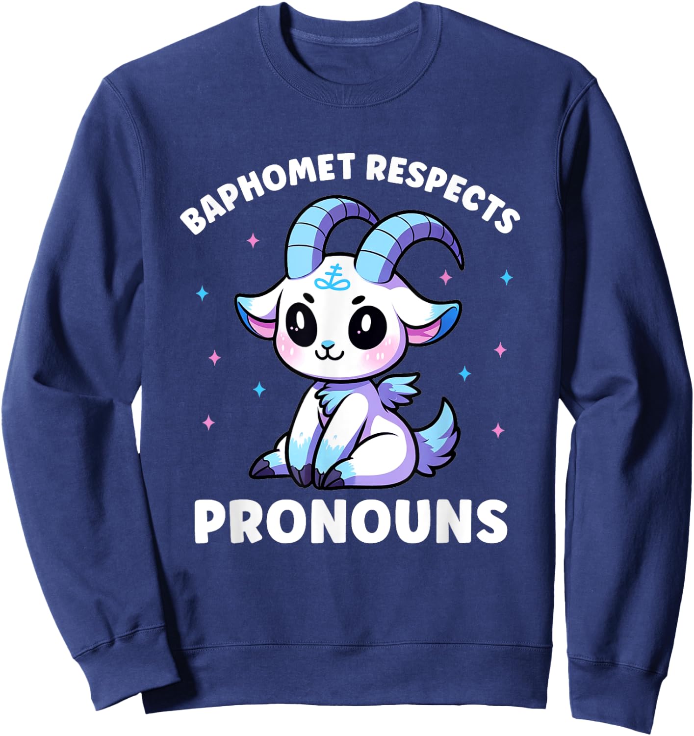 Transgender Baphomet Respects Pronouns Trans Pride Sweatshirt - Sweatshirt | Navy