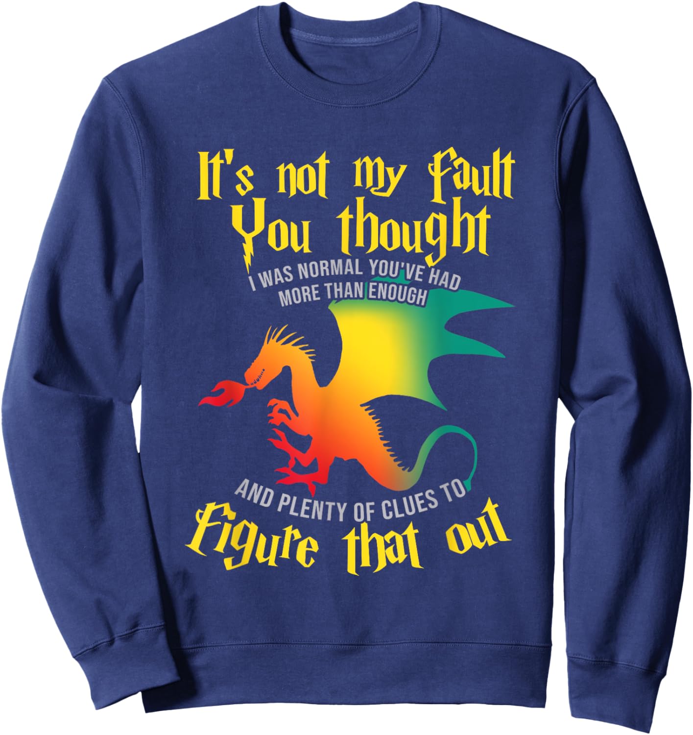 Dragon Shirt Men Myrhical Creature Fantasy Fire Sweatshirt - Sweatshirt | Navy