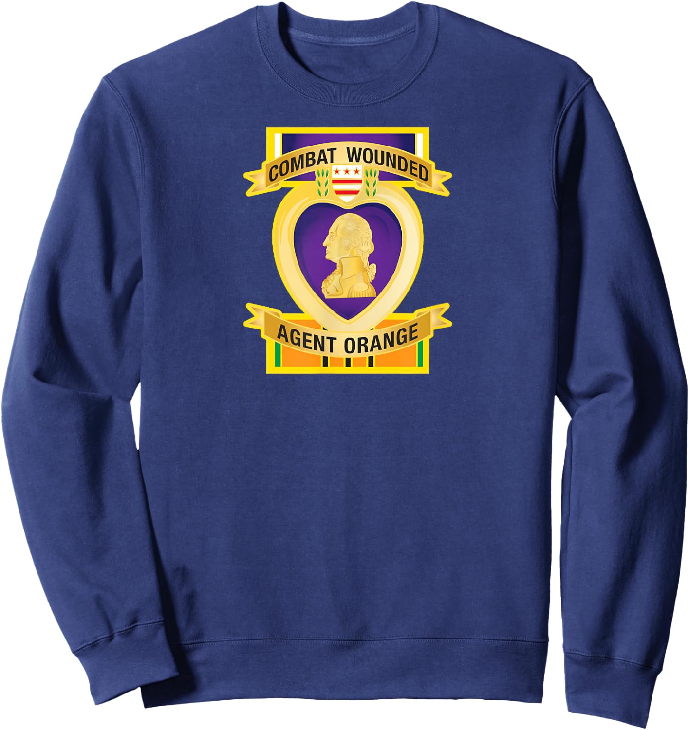 Combat Wounded Purple Heart Agent Orange Sweatshirt - Sweatshirt | Navy