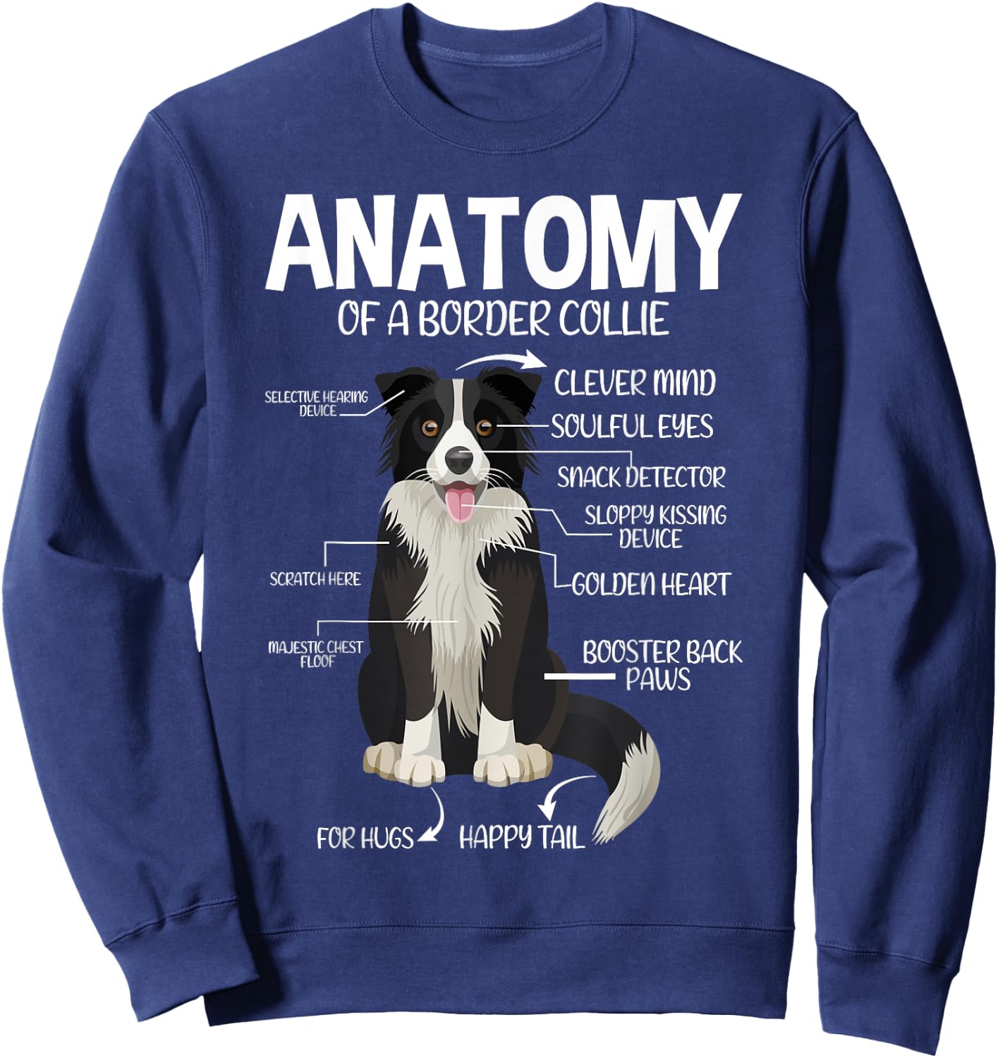 Funny Anatomy Border Collie Dog Lover Sweatshirt - Sweatshirt | Navy