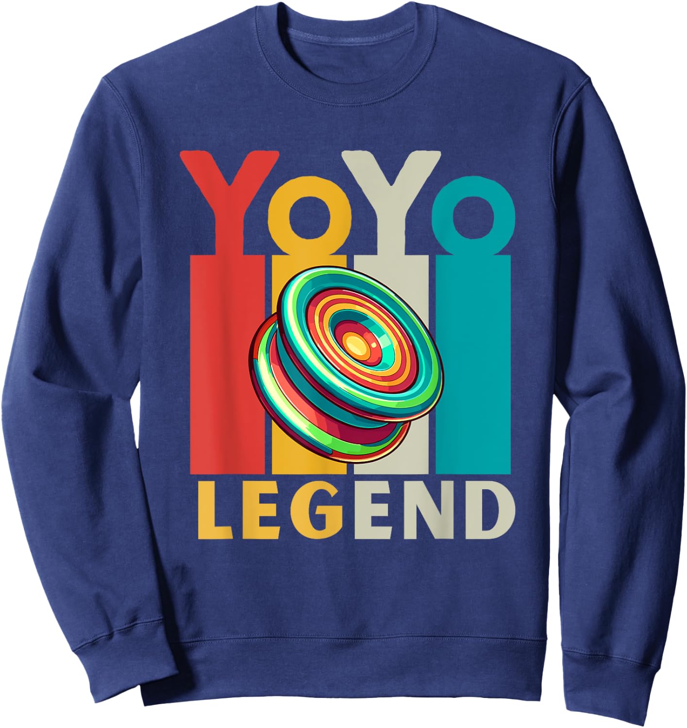Yo-Yo Player Toy | Vintage Lettering Yoyo Legend Sweatshirt - Sweatshirt | Navy