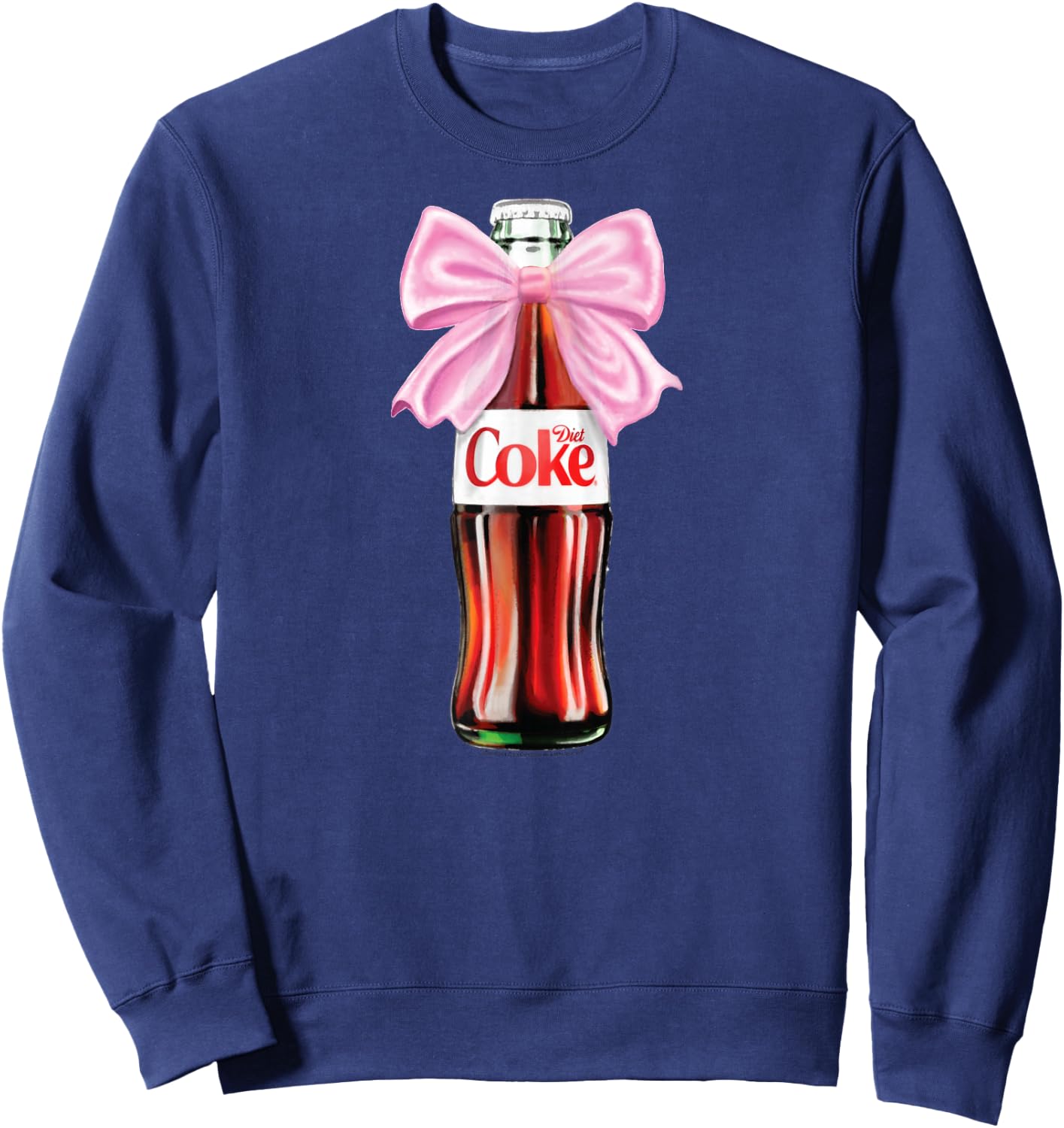 Diet Coke - Classic Bottle with Pink Coquette Bow Sweatshirt - Sweatshirt | Navy