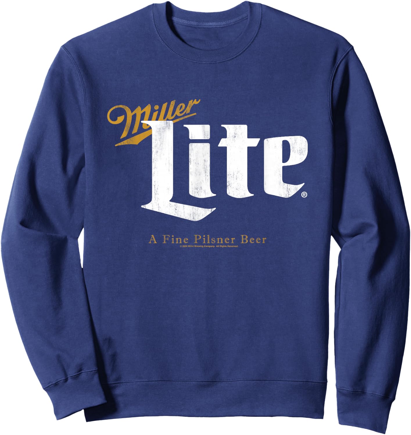 Miller Lite A Fine Pilsner Vintage Gold Beer Label Sweatshirt - Sweatshirt | Navy