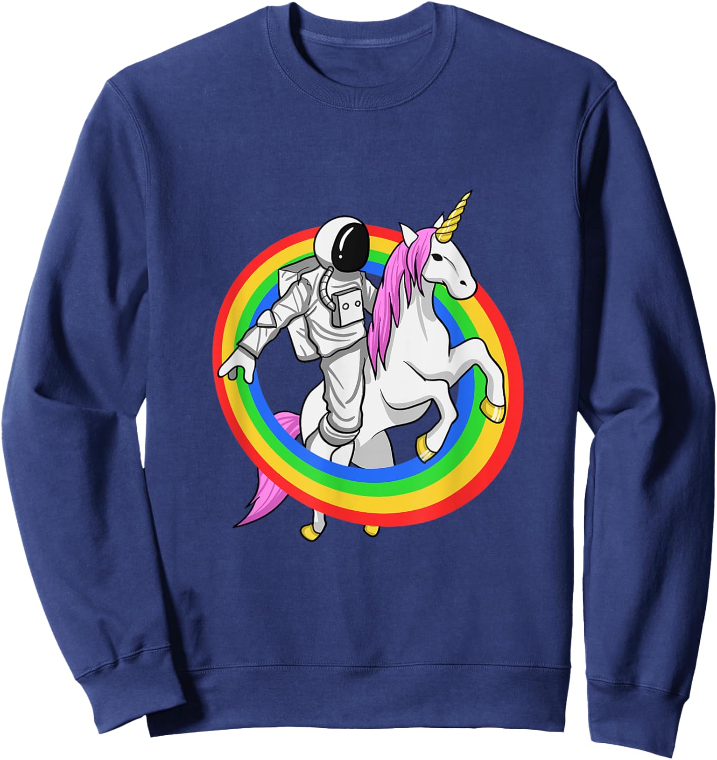 Astronaut Riding Unicorn Funny Space Galaxy Travel Sweatshirt - Sweatshirt | Navy