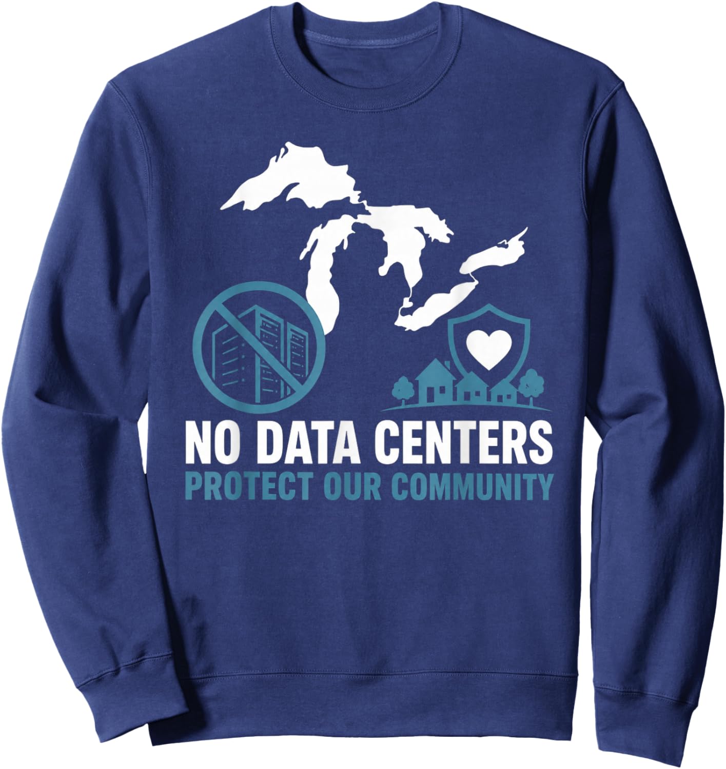 No Data Centers Protect Our Community Retro Sweatshirt - Sweatshirt | Navy