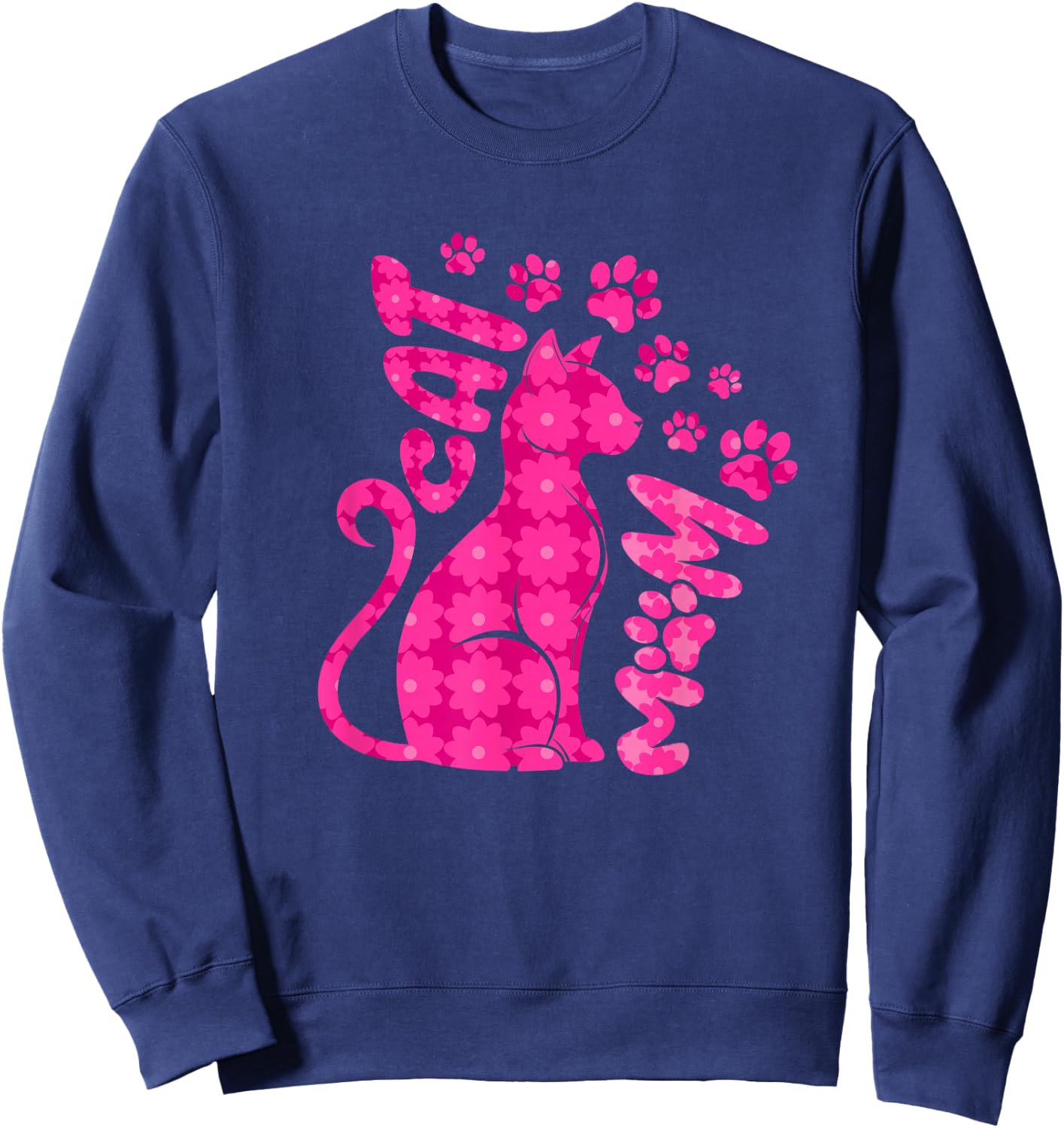 Cat Mom Happy Mothers Day For Cat Lovers Family Matching Sweatshirt - Sweatshirt | Navy