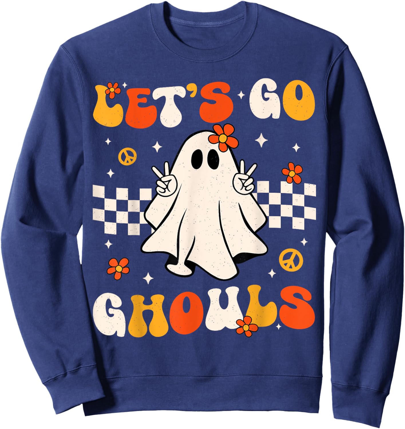 Groovy Lets Go Ghouls Ghost Halloween Costume Women Girl Kid Sweatshirt - Sweatshirt | Navy