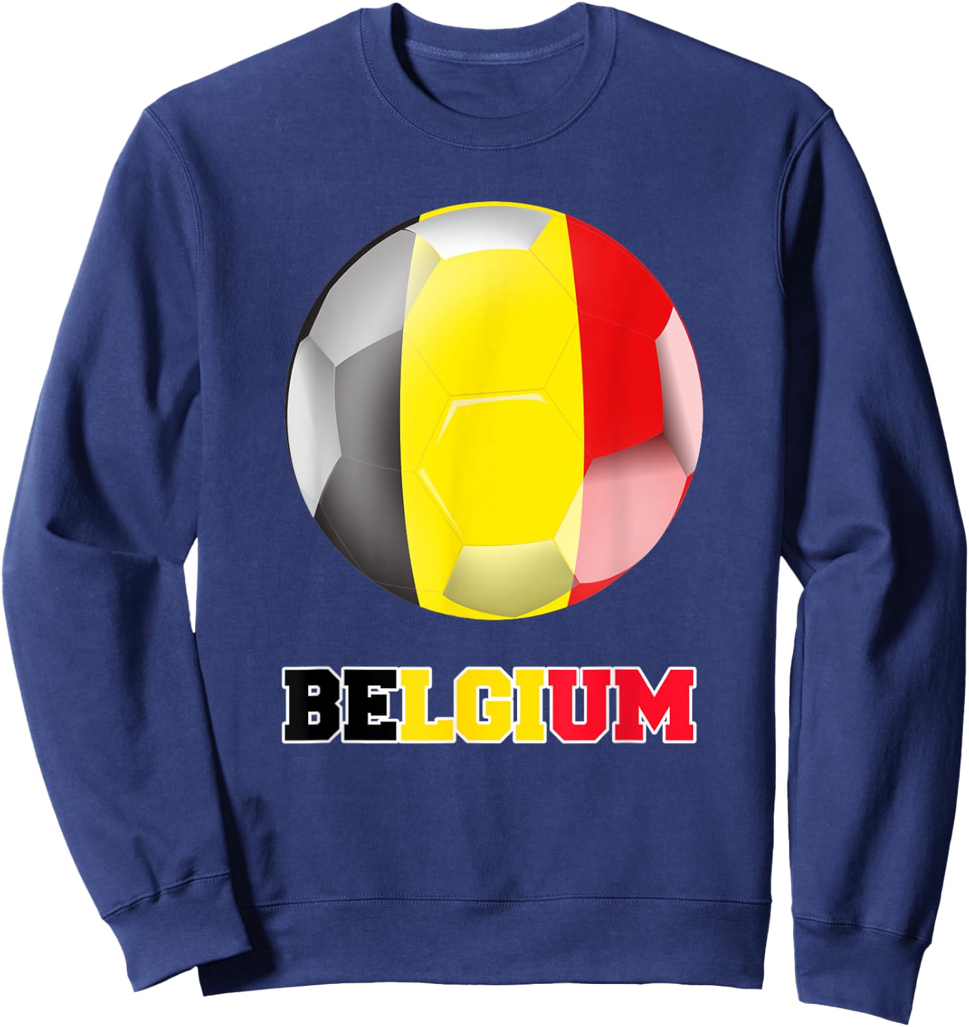 Belgium Soccer Shirt Soccer Ball Belgian Flag Soccer Sweatshirt - Sweatshirt | Navy