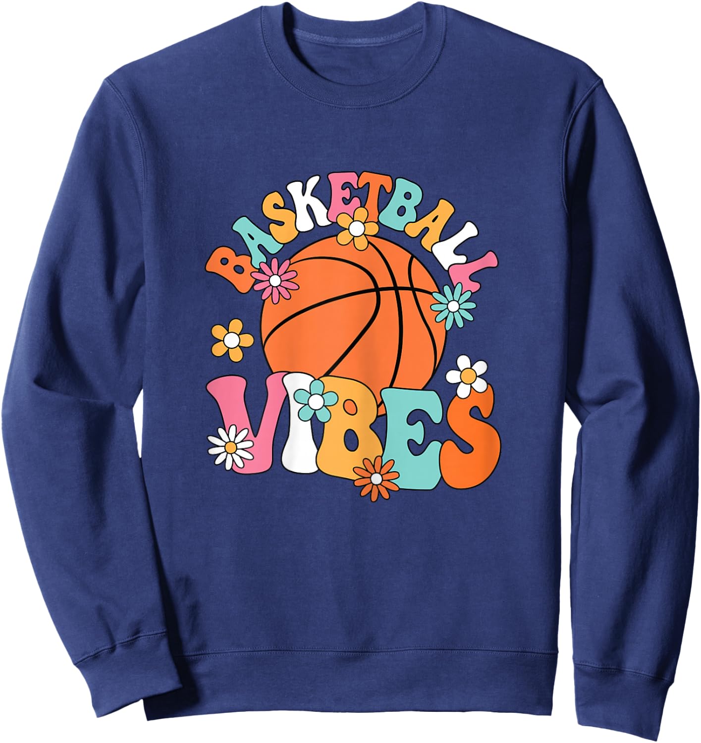 Basketball Vibes Basketball Player Groovy Women Girls Kids Sweatshirt - Sweatshirt | Navy