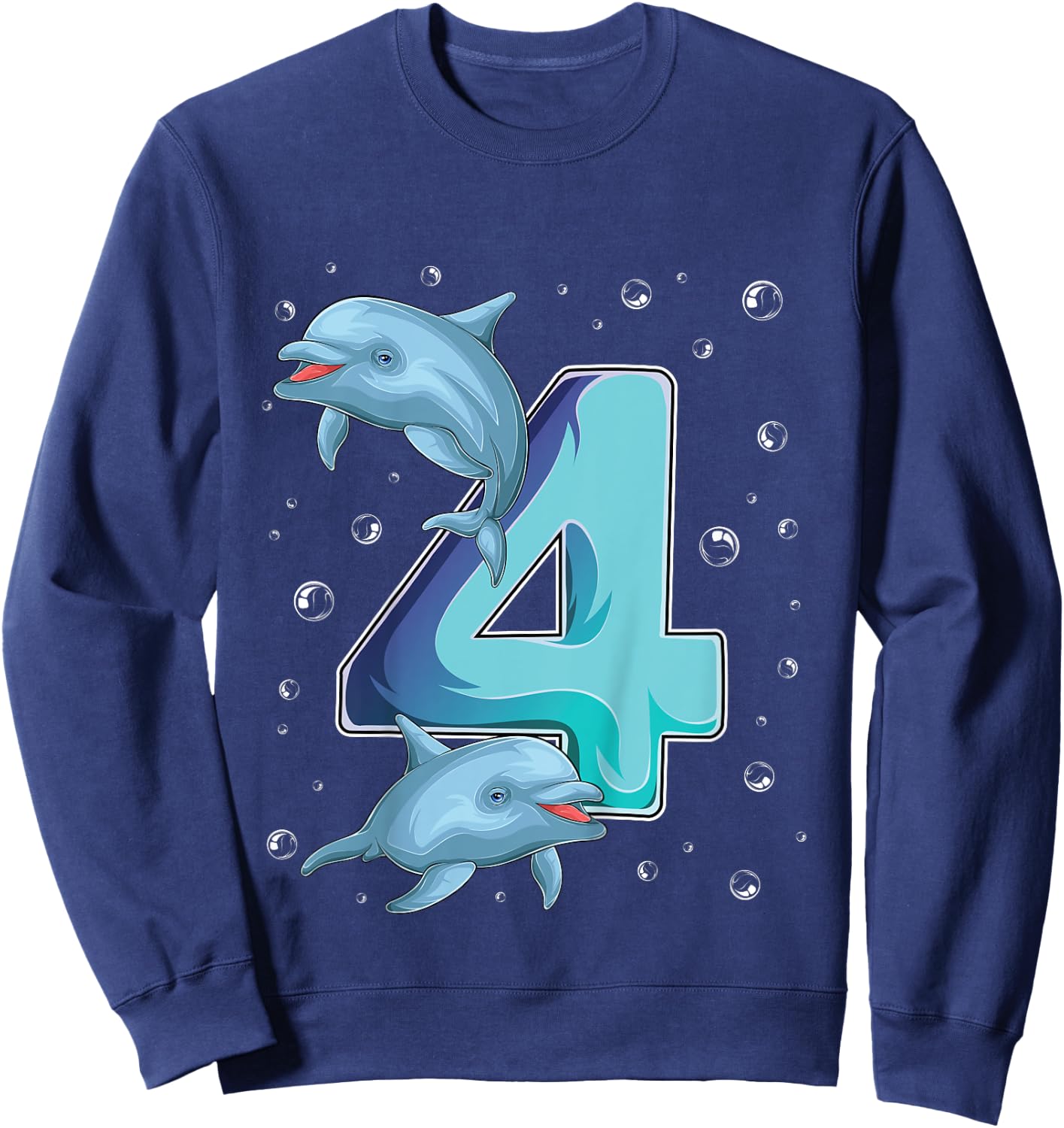 4 Year Old Dolphin 4th Birthday Girl Party Dolphin Lover Sweatshirt - Sweatshirt | Navy