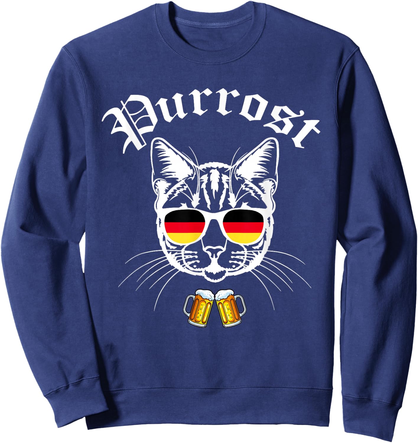 Oktoberfest Prost Funny German Flag Pun Purrost Cat Festival Sweatshirt - Sweatshirt | Navy