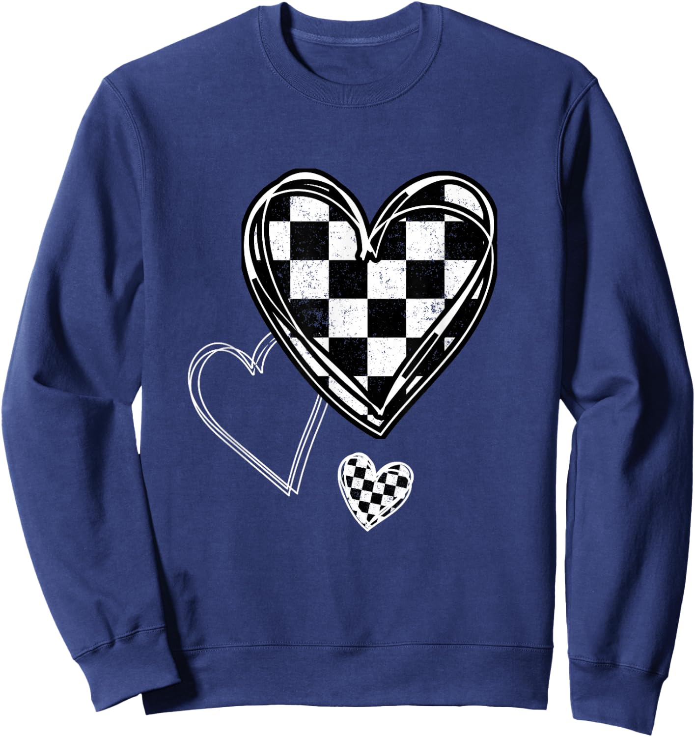 Race Car Checker Flag Racing Heart Auto Racer Sweatshirt - Sweatshirt | Navy