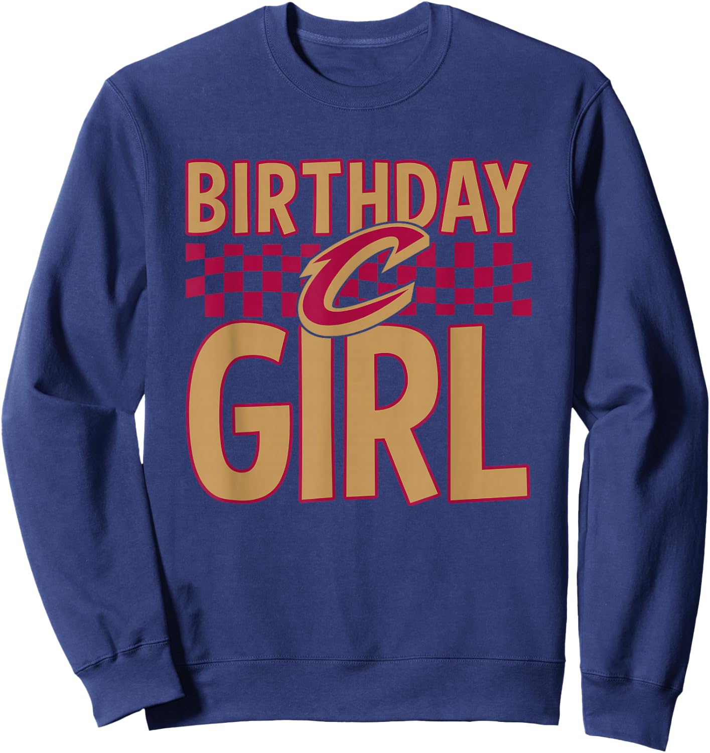 NBA Cleveland Cavaliers Birthday Girl Checkered Logo Sweatshirt - Sweatshirt | Navy
