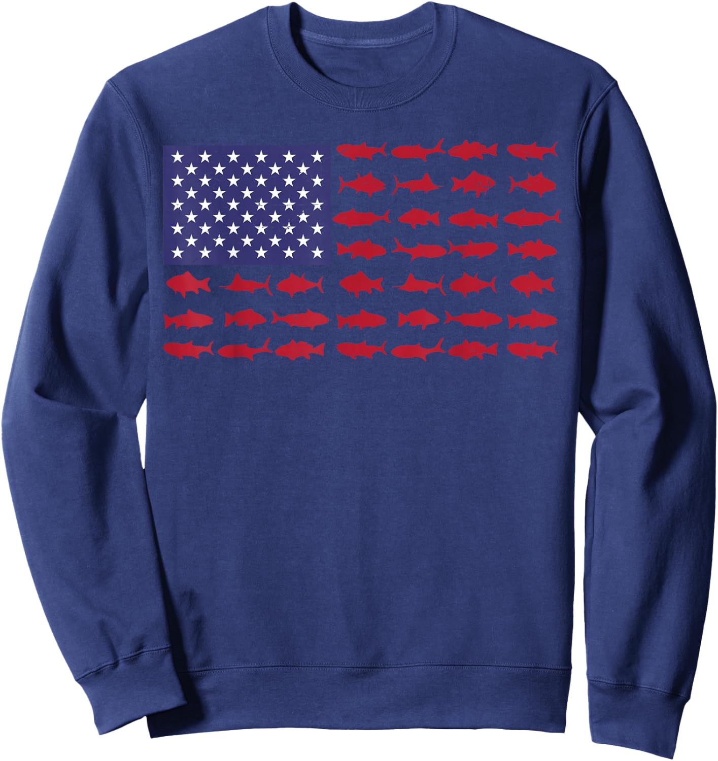 American Flag Fishing-Shirt Men Kids Bass Fish Dad Patriotic Sweatshirt - Sweatshirt | Navy