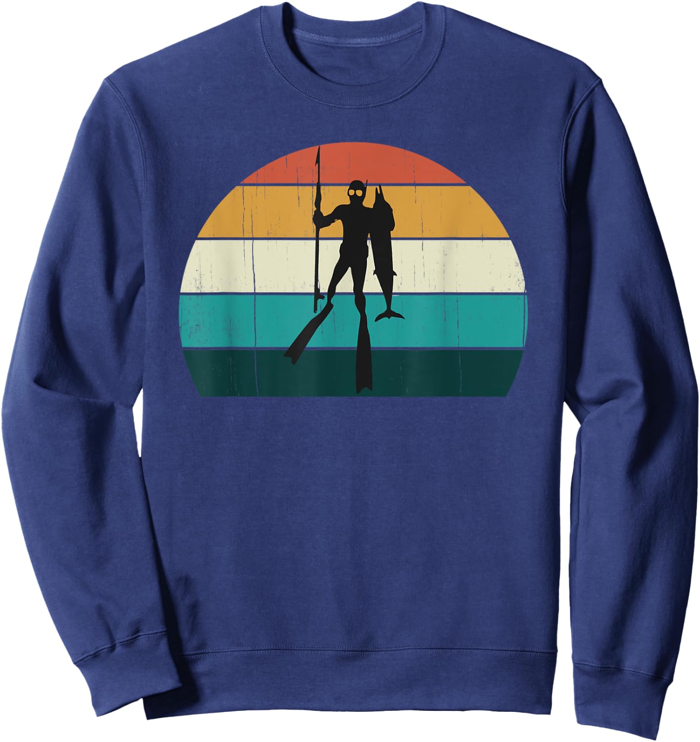 Retro Spearfishing Diver: Vintage Fisherman / Fishing Diving Sweatshirt - Sweatshirt | Navy