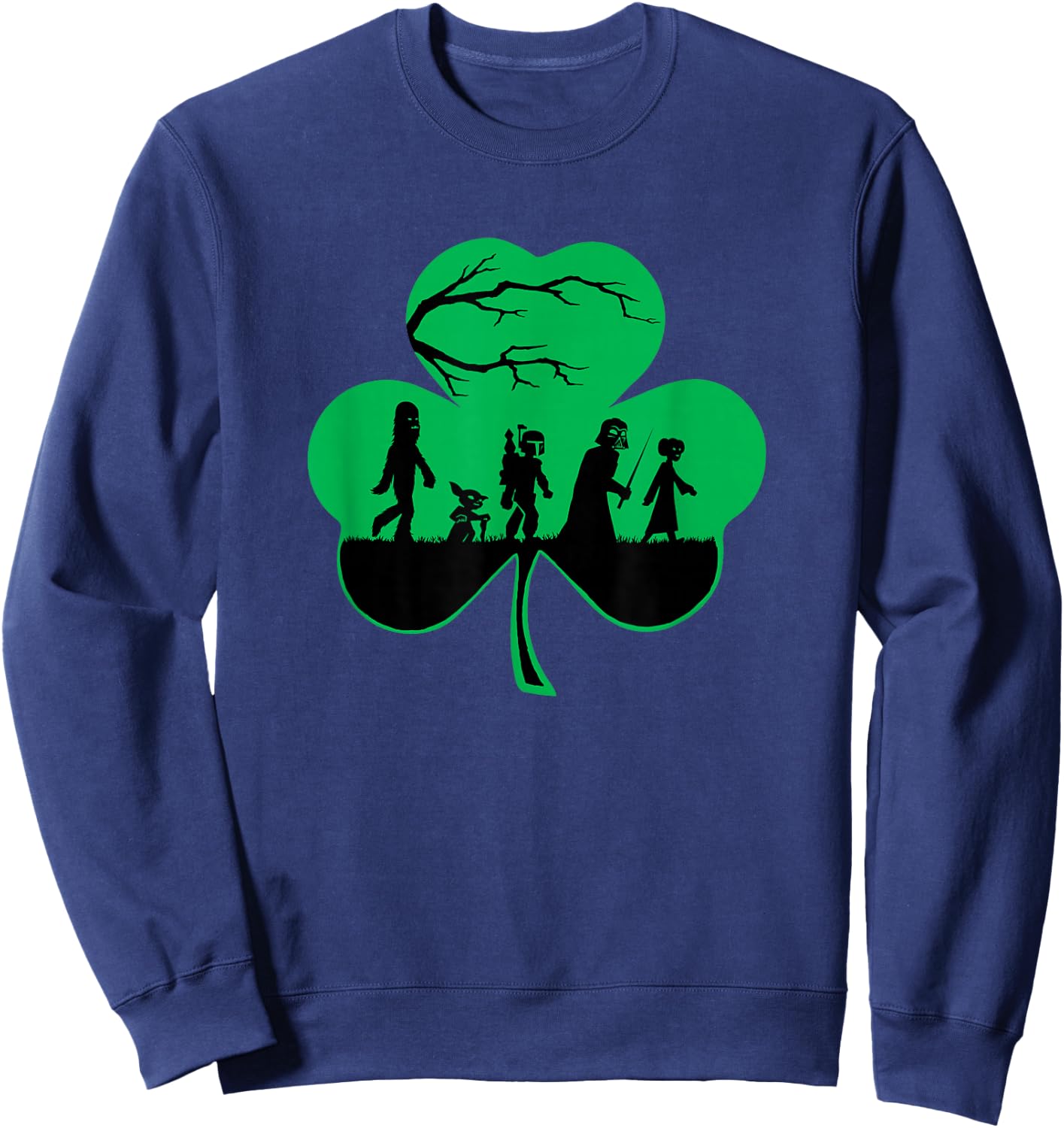 Star Wars Characters Silhouettes Shamrock St. Patrick's Day Sweatshirt - Sweatshirt | Navy