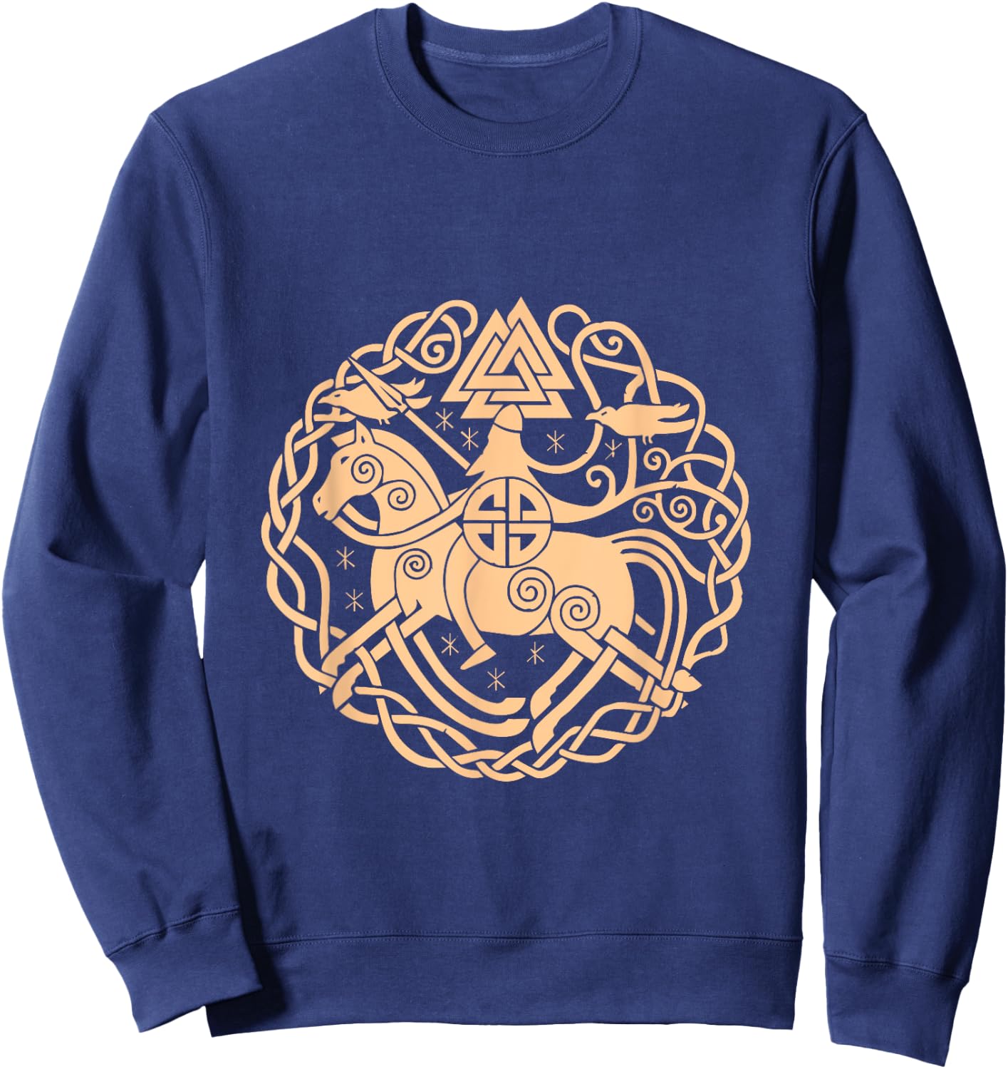 Viking Symbols Horse Valhalla Scandinavia Raven Gift Sweatshirt - Sweatshirt | Navy