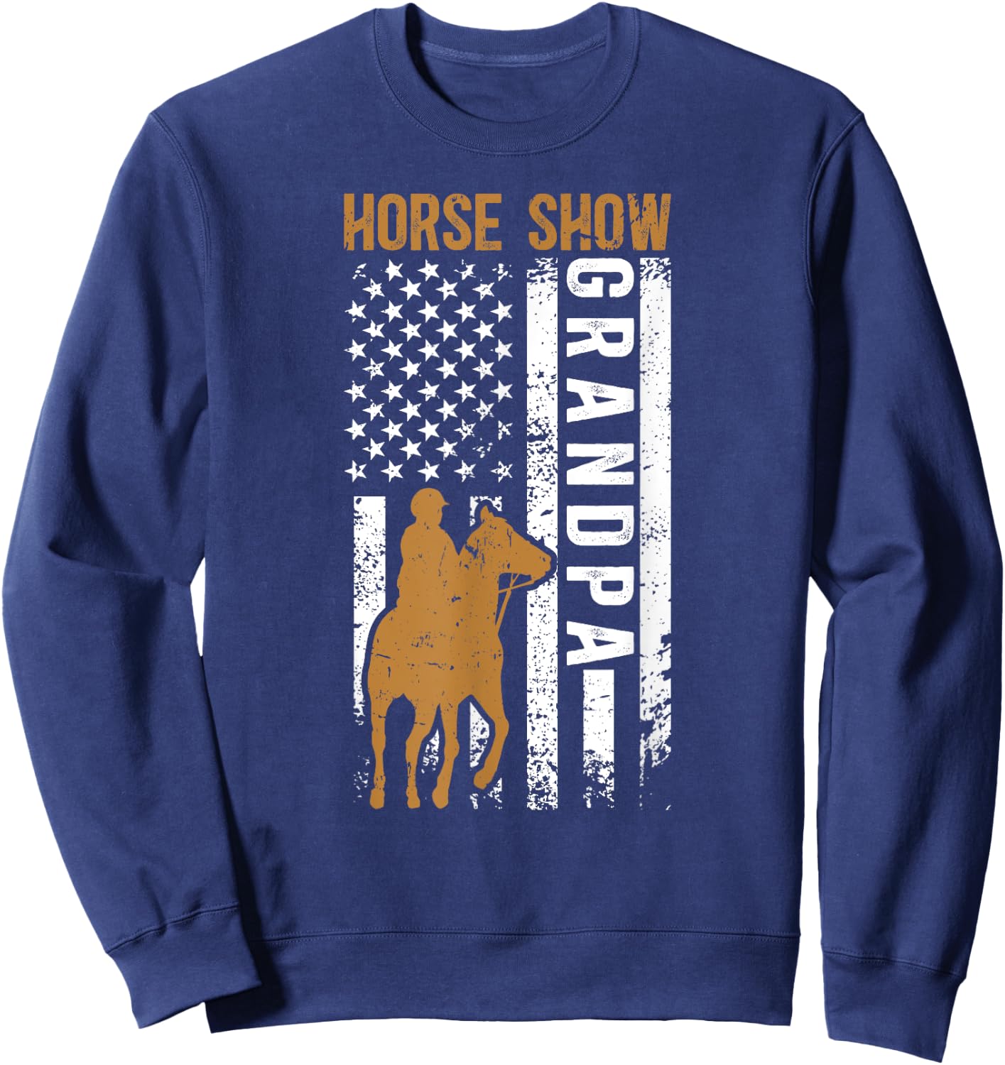Horse Show Grandpa US Flag Equestrian Grandfather Sweatshirt - Sweatshirt | Navy