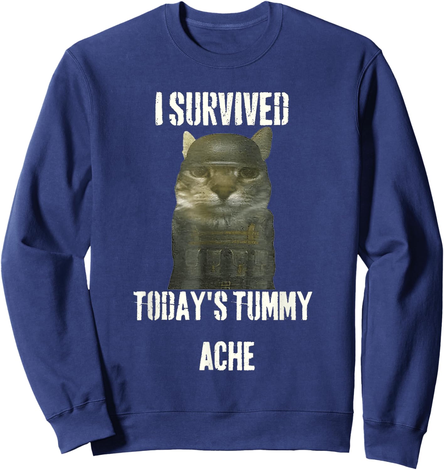 I Survived Today's Tummy Ache Sweatshirt - Sweatshirt | Navy