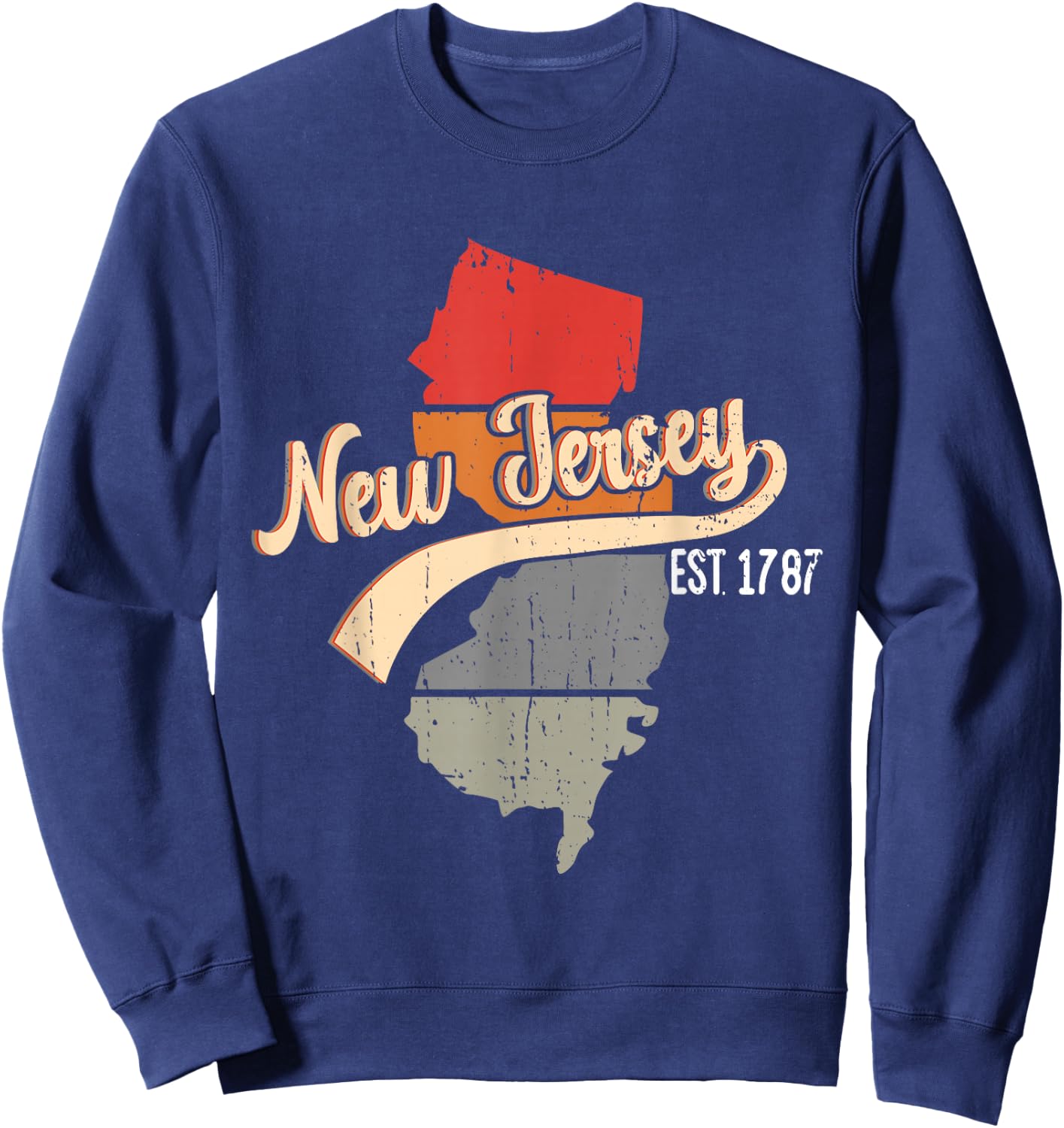 New Jersey Home State NJ Sunburst Vintage Retro Design Sweatshirt - Sweatshirt | Navy