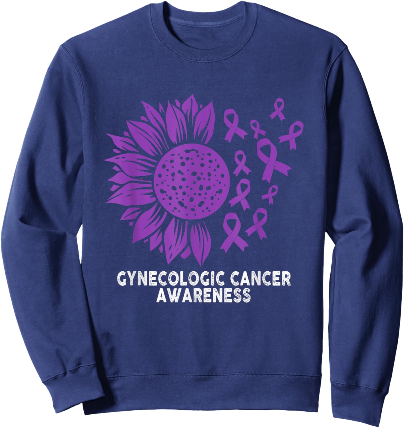 Gynecologic Cancer Awareness Gynecologic Cancer Sunflower Sweatshirt - Sweatshirt | Navy