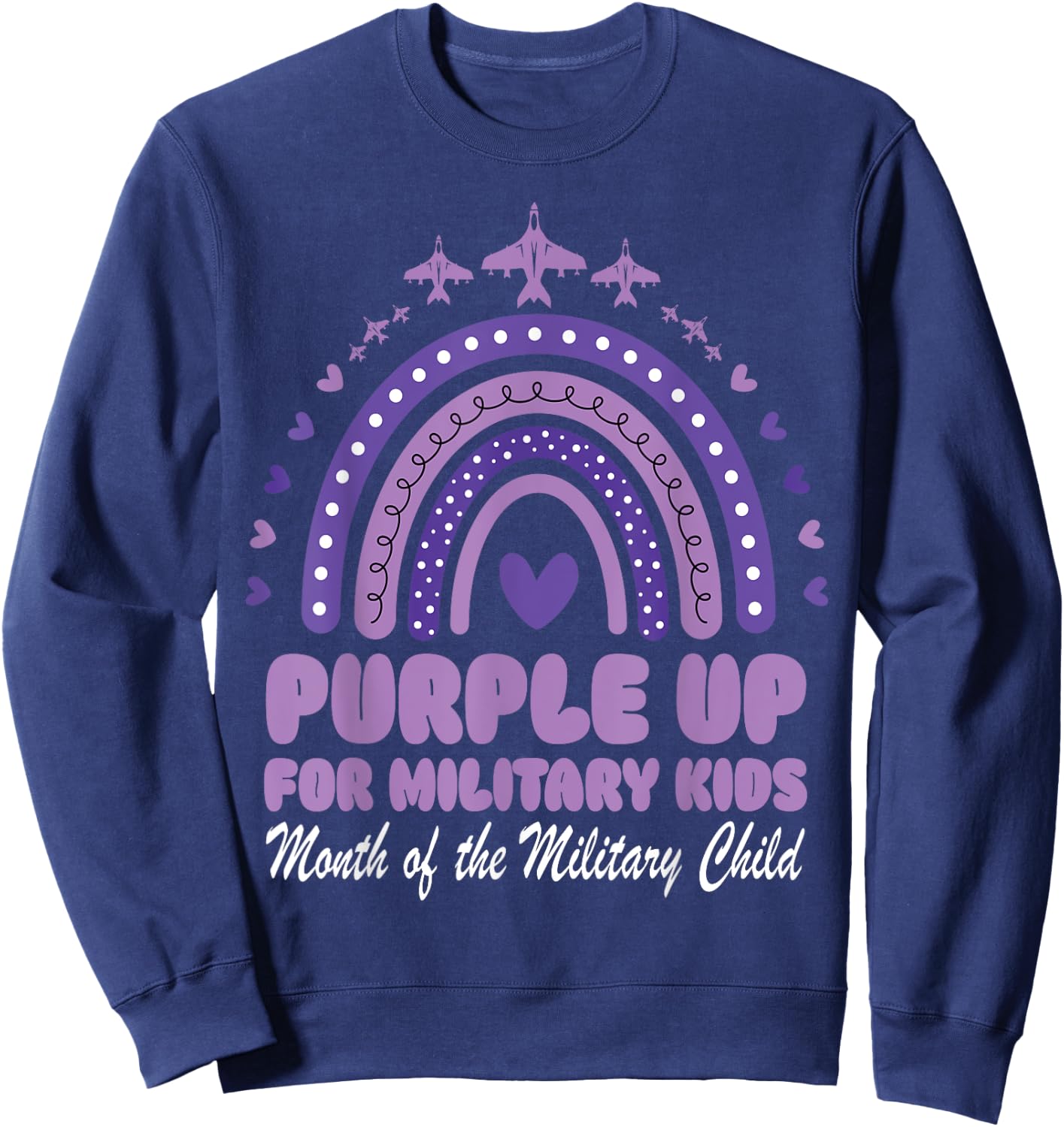 Purple Up for Military Kids, Rainbow Month of Military Child Sweatshirt - Sweatshirt | Navy