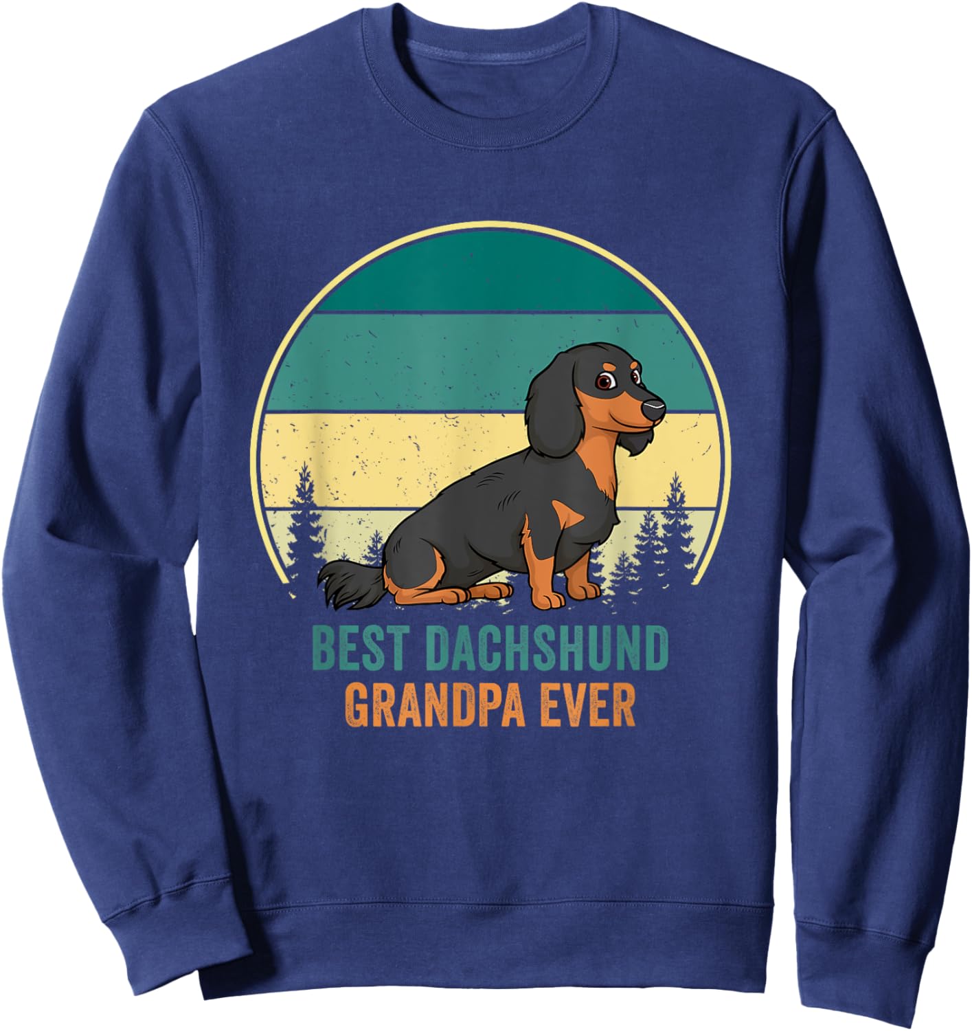 Best Dachshund Grandpa Ever Retro Vintage Weiner Dog Women Sweatshirt - Sweatshirt | Navy
